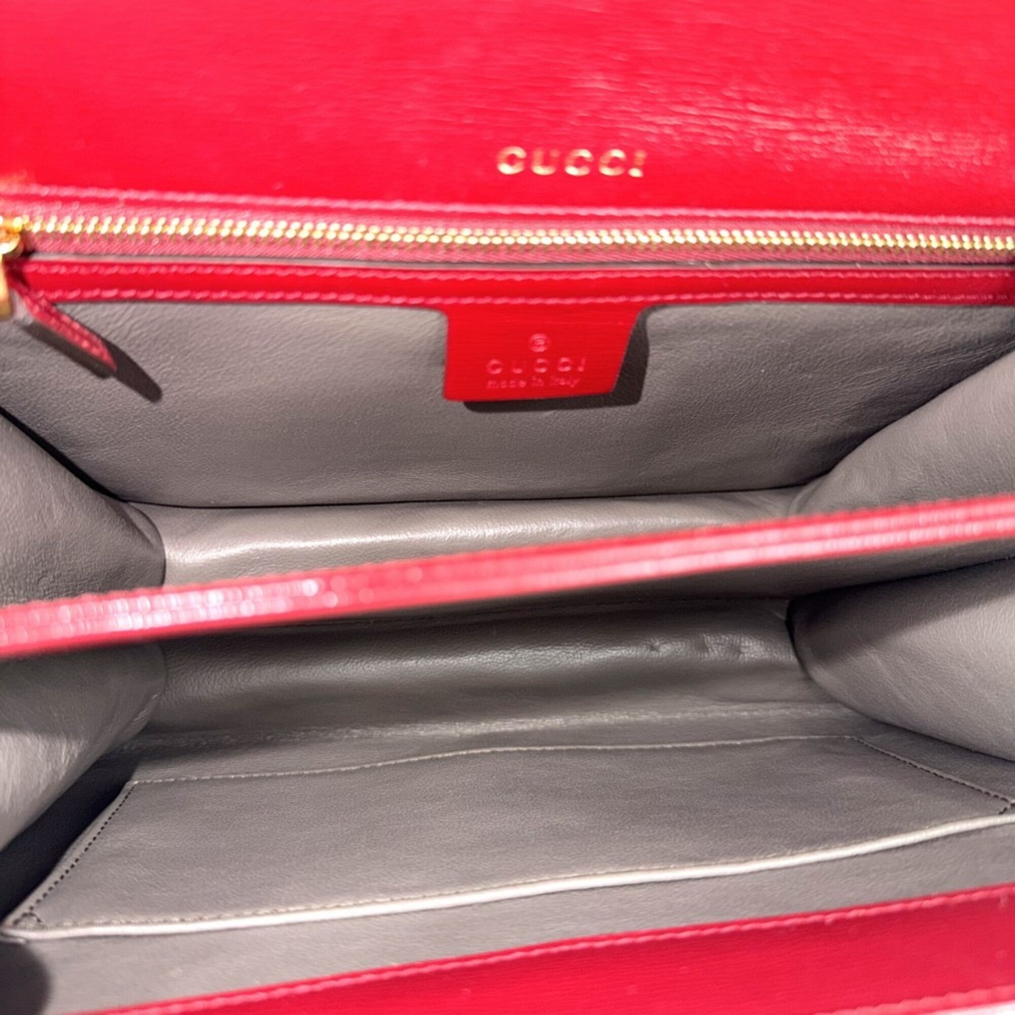 Gucci Red Color White Leather Handbag Shoulder Bag (Pre-Owned)