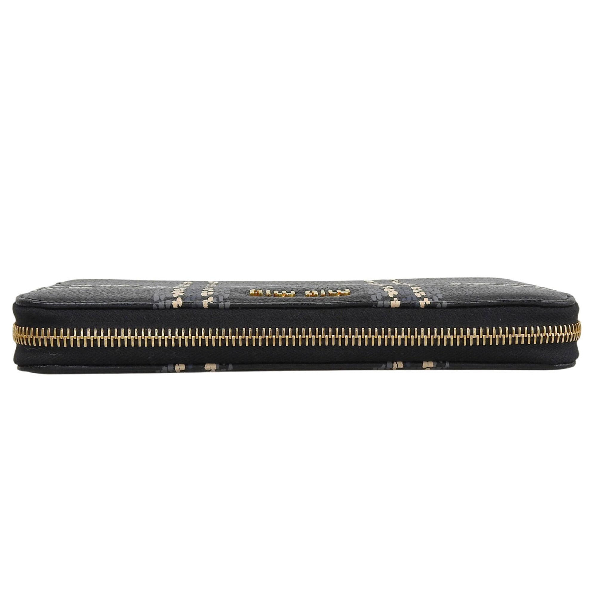 Miu Miu Black Gray Pink Beige Leather Long Wallet (Bi-Fold) (Pre-Owned)