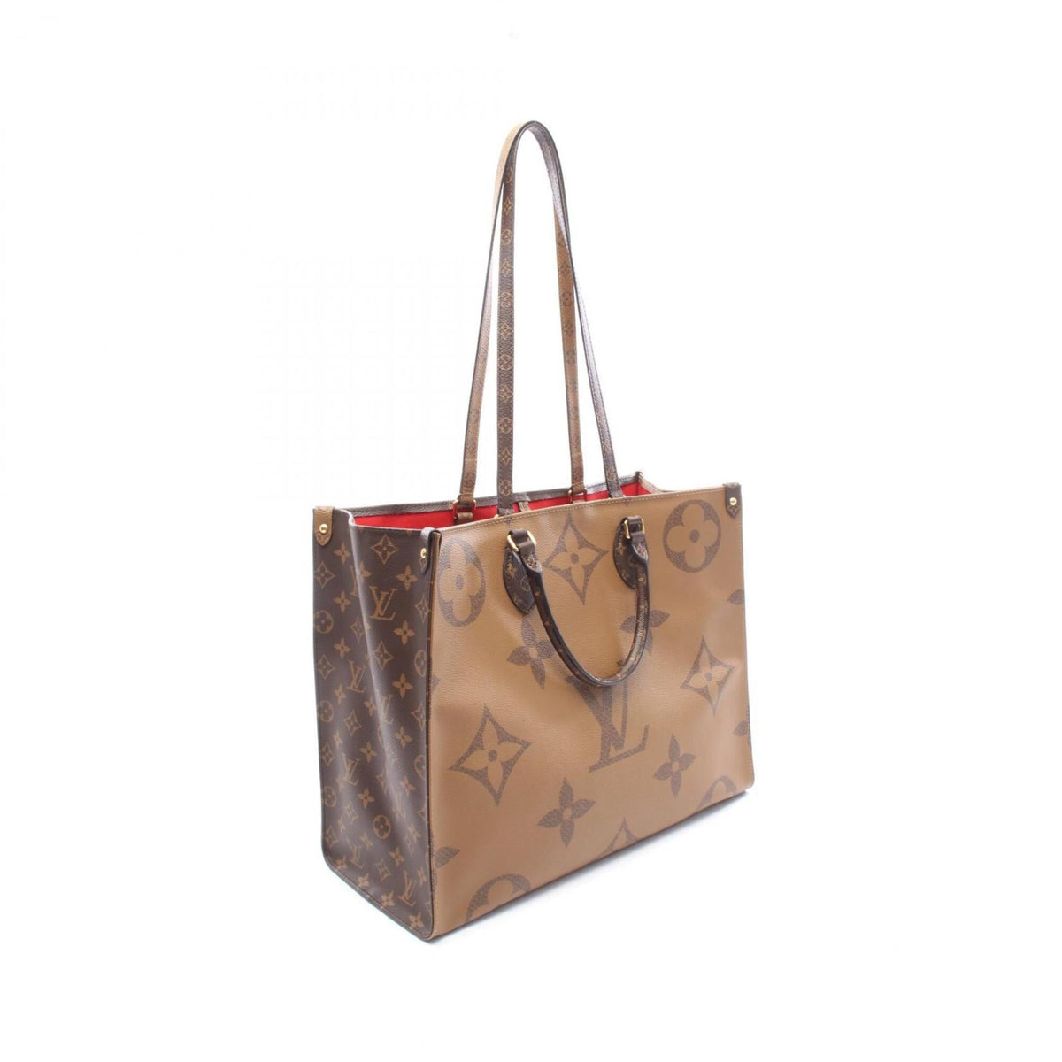 Louis Vuitton Beige Brown Monogram Coated Canvas Handbag Tote Bag (Pre-Owned)