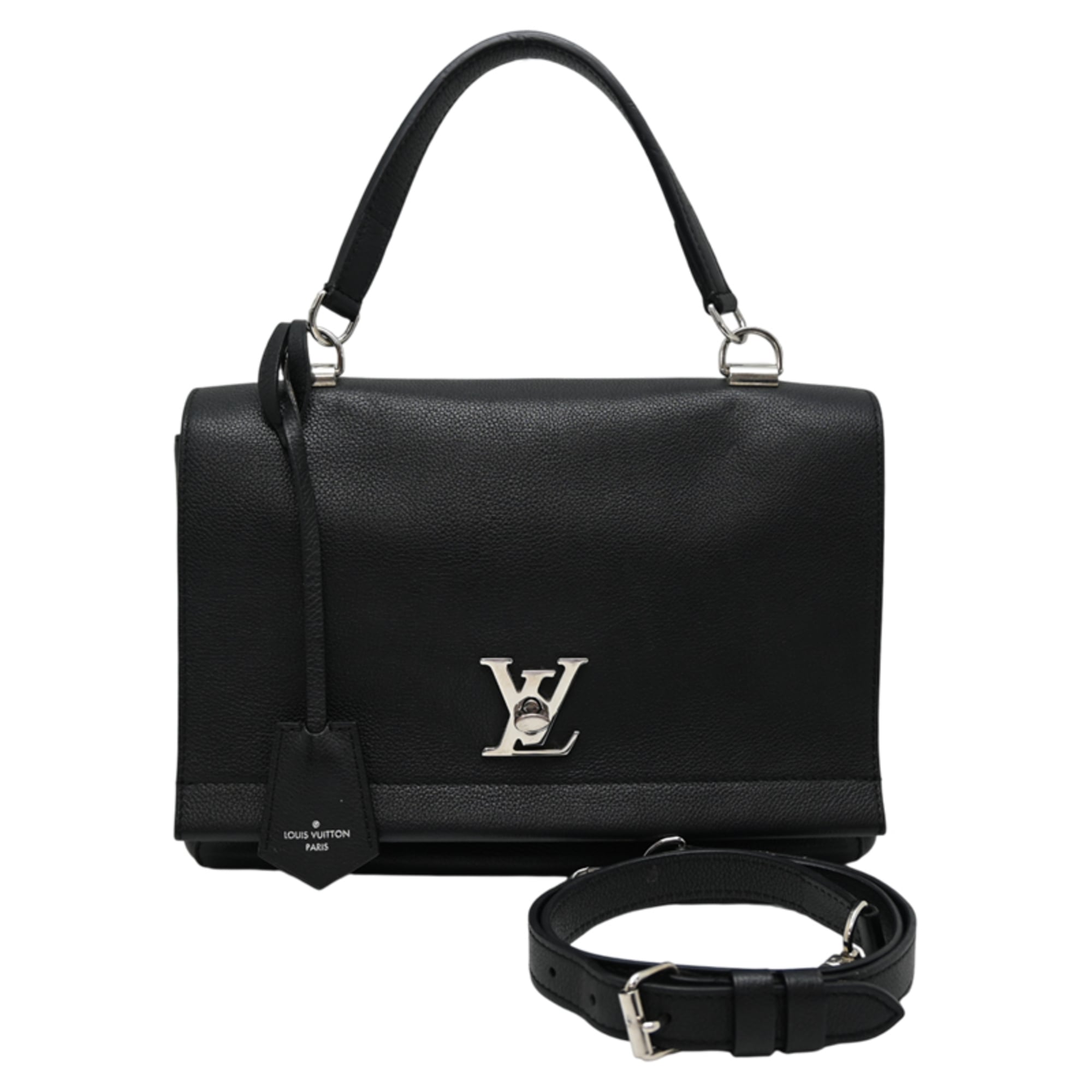 Louis Vuitton Noir Leather Handbag (Pre-Owned)