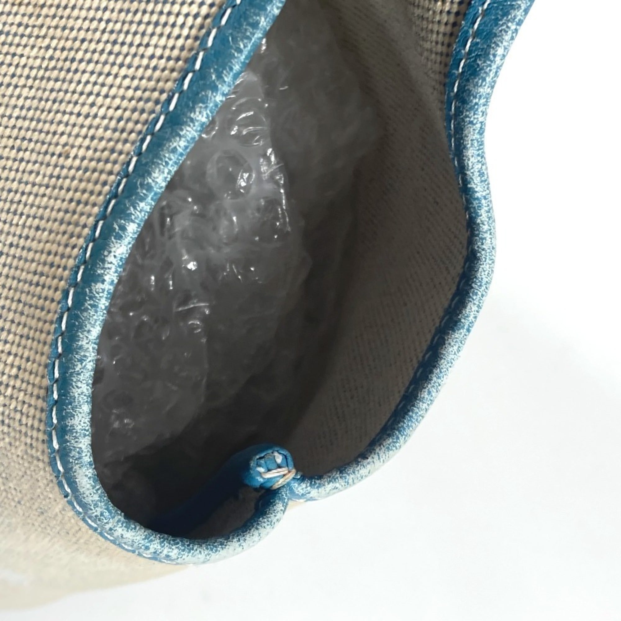 Hermes Jardinier Blue Leather Canvas Shoulder Bag Tote Bag (Pre-Owned)
