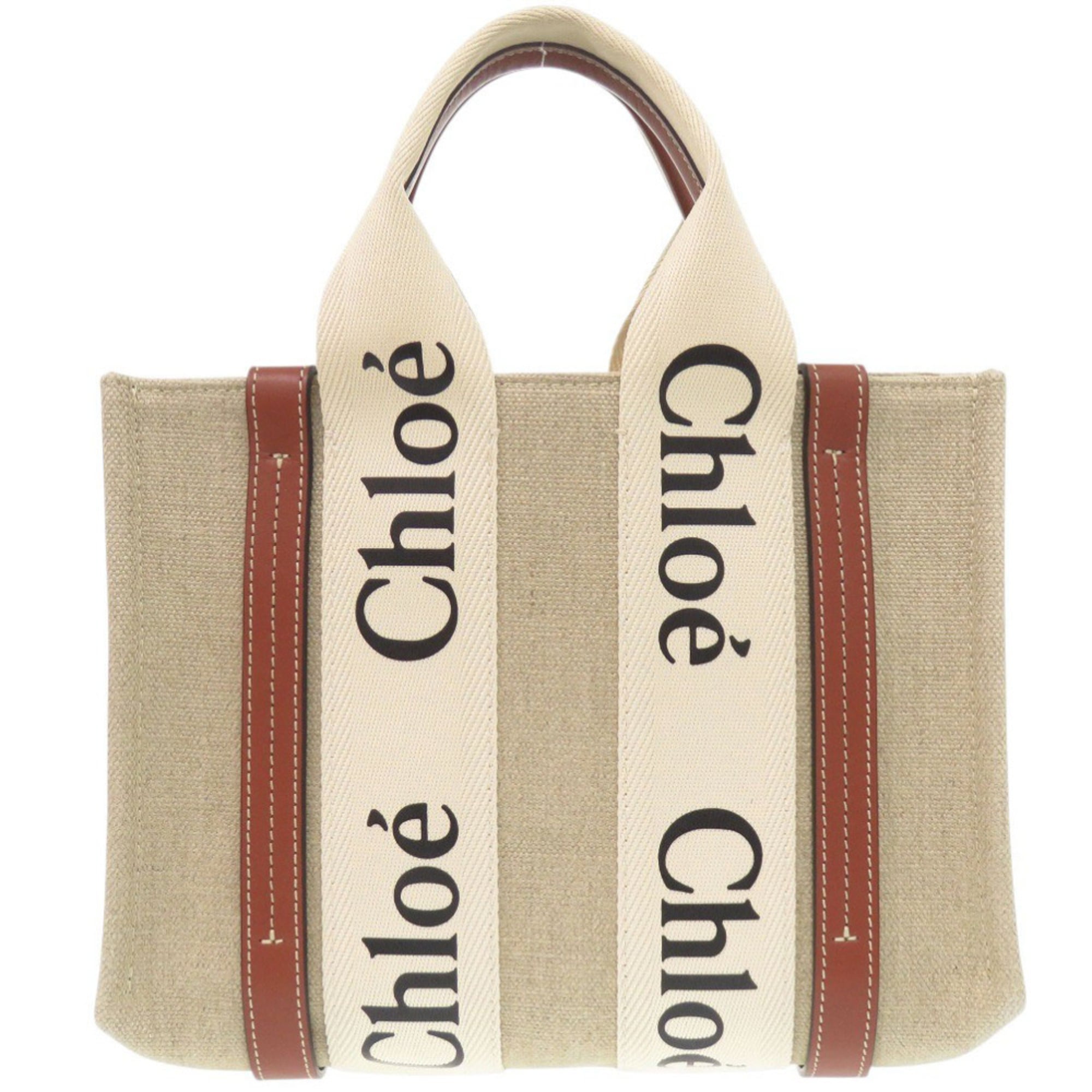 Chloé Beige Leather Cotton Handbag Tote Bag (Pre-Owned)