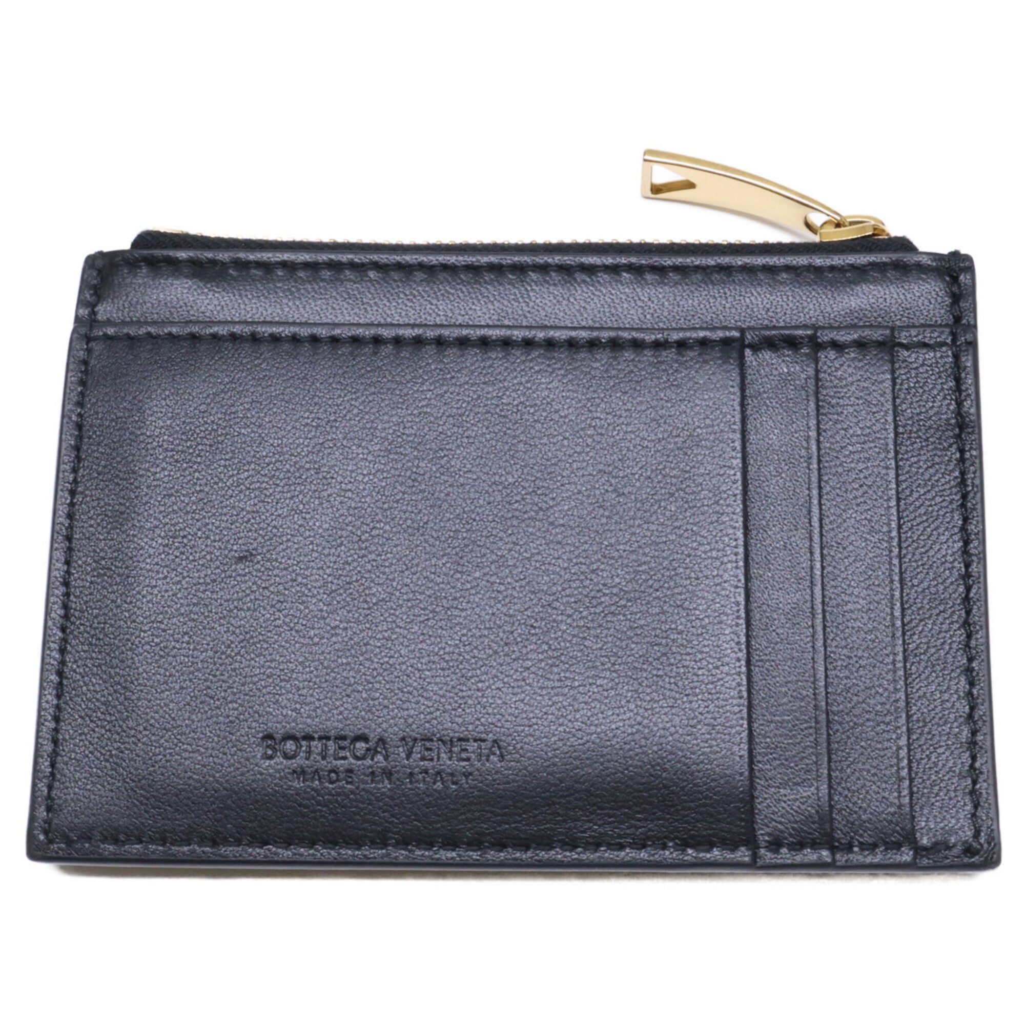 Bottega Veneta Black Leather Coin Purse/Coin Case (Pre-Owned)