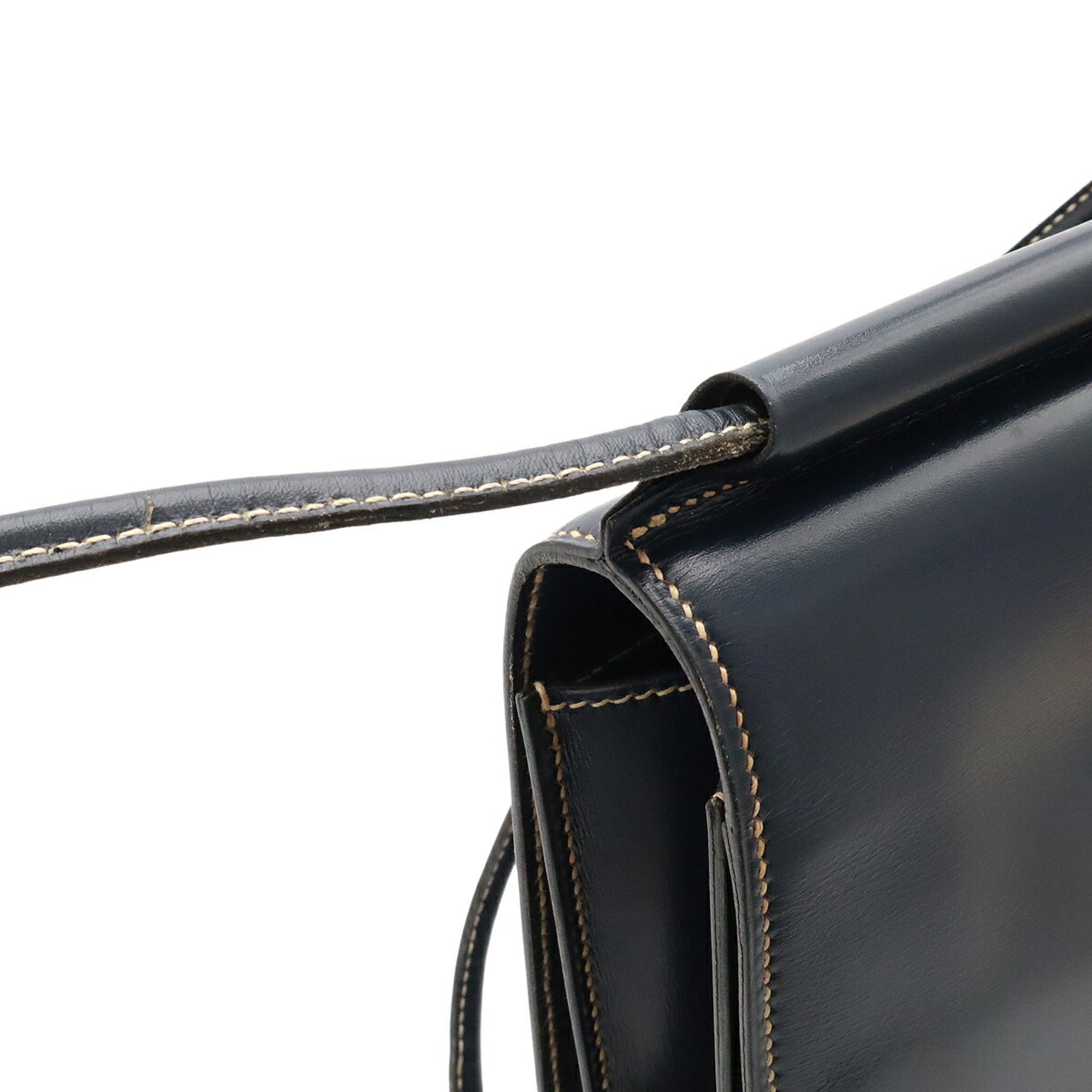 Hermes Navy Box Calf Leather Pochette Shoulder Bag (Pre-Owned)