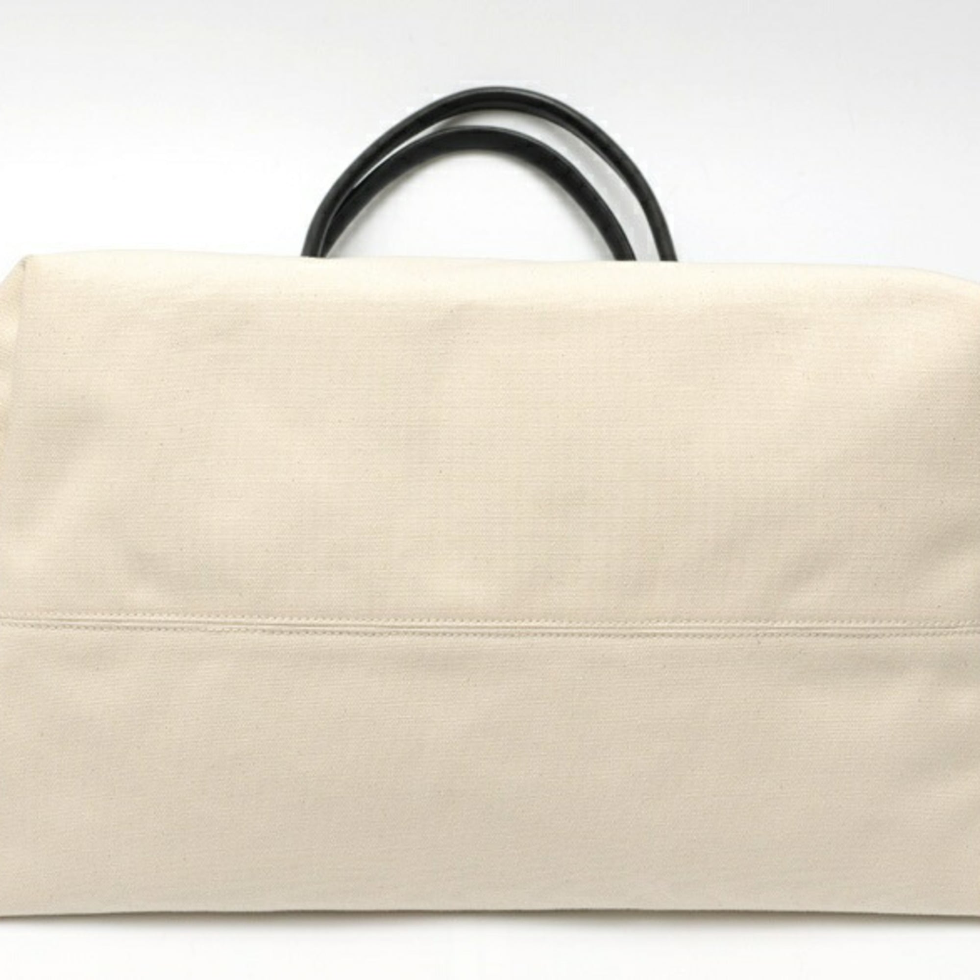 Balenciaga Black White Canvas Leather Tote Bag (Pre-Owned)