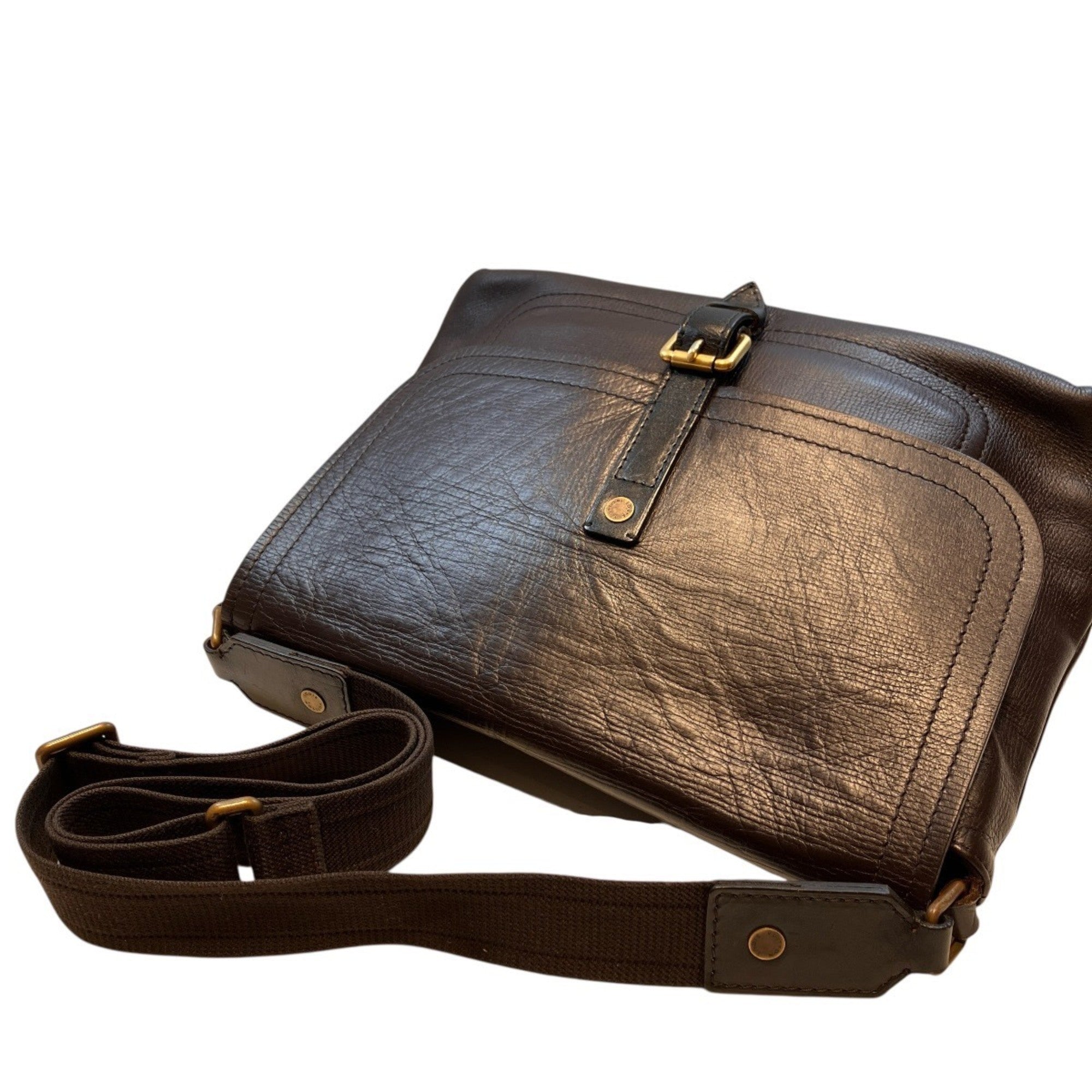 Louis Vuitton Brown Leather Messenger Bag (Pre-Owned)