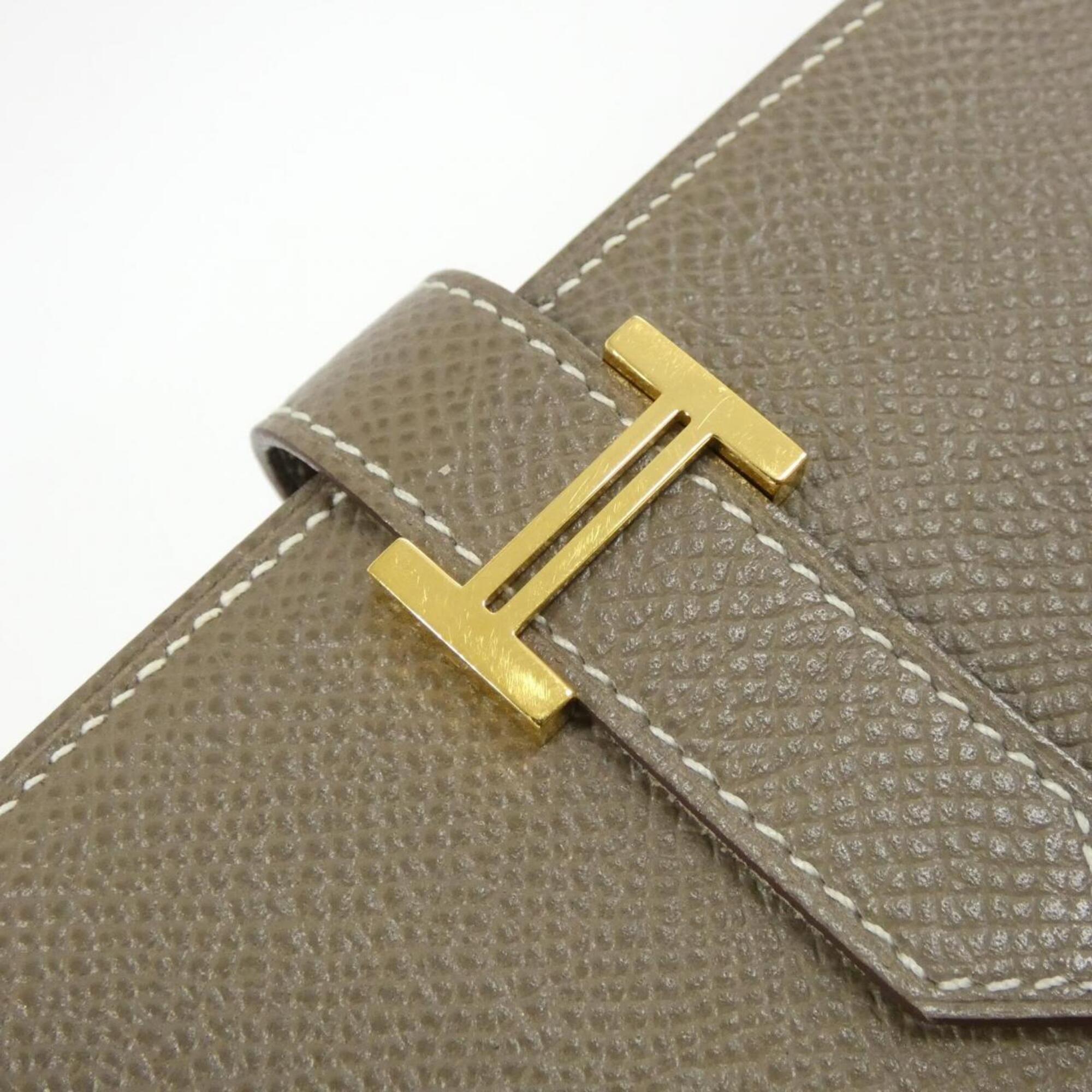 Hermes Etoupe Gray Soufre Epsom Leather Long Wallet (Bi-Fold) (Pre-Owned)