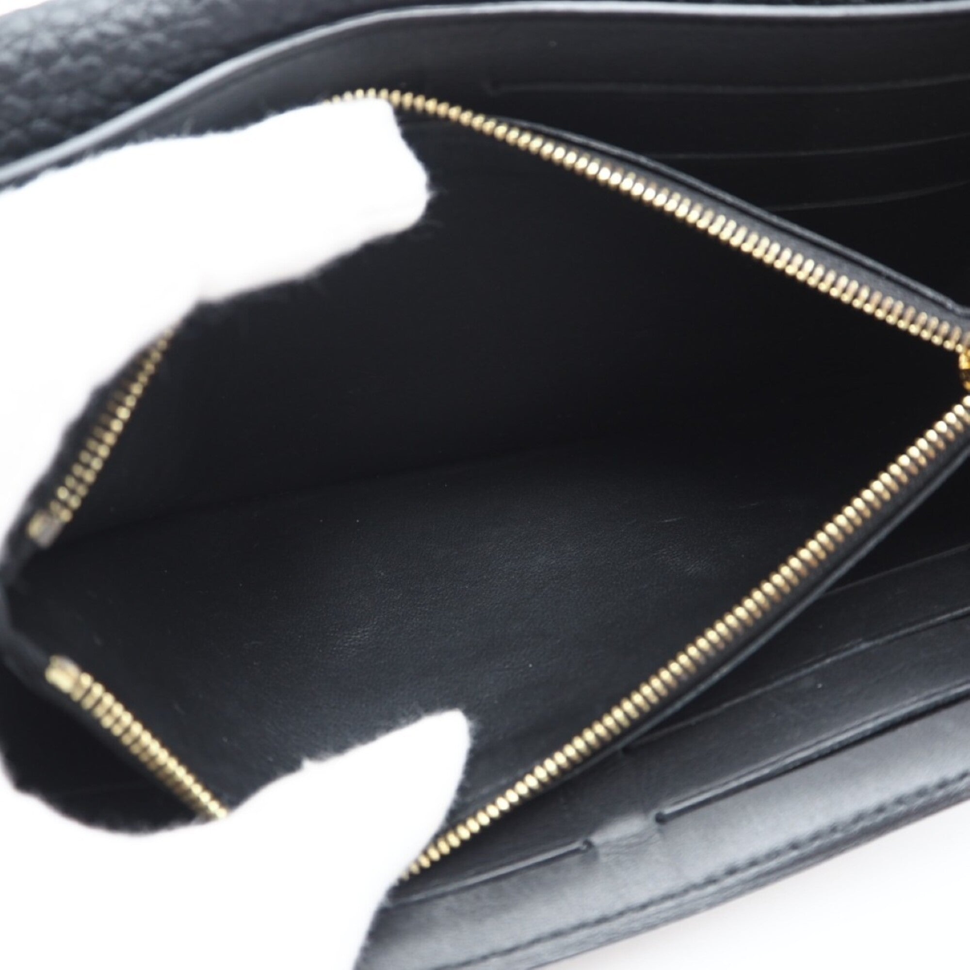 Louis Vuitton Black Leather Long Wallet (Bi-Fold) (Pre-Owned)
