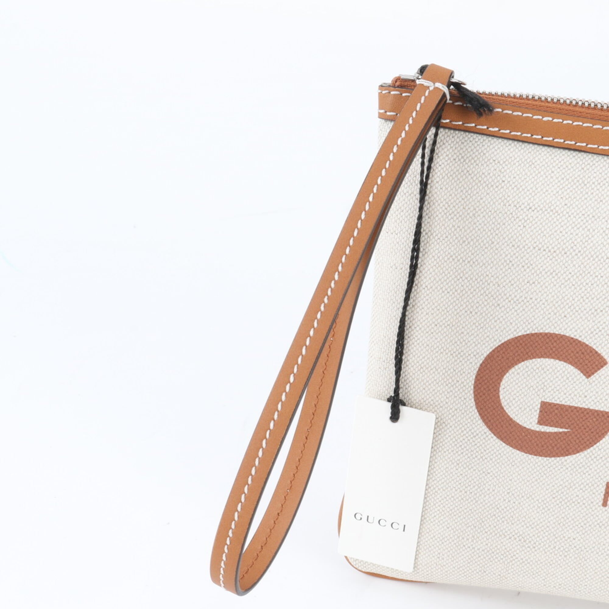 Gucci Beige Leather Canvas Handbag (Pre-Owned)