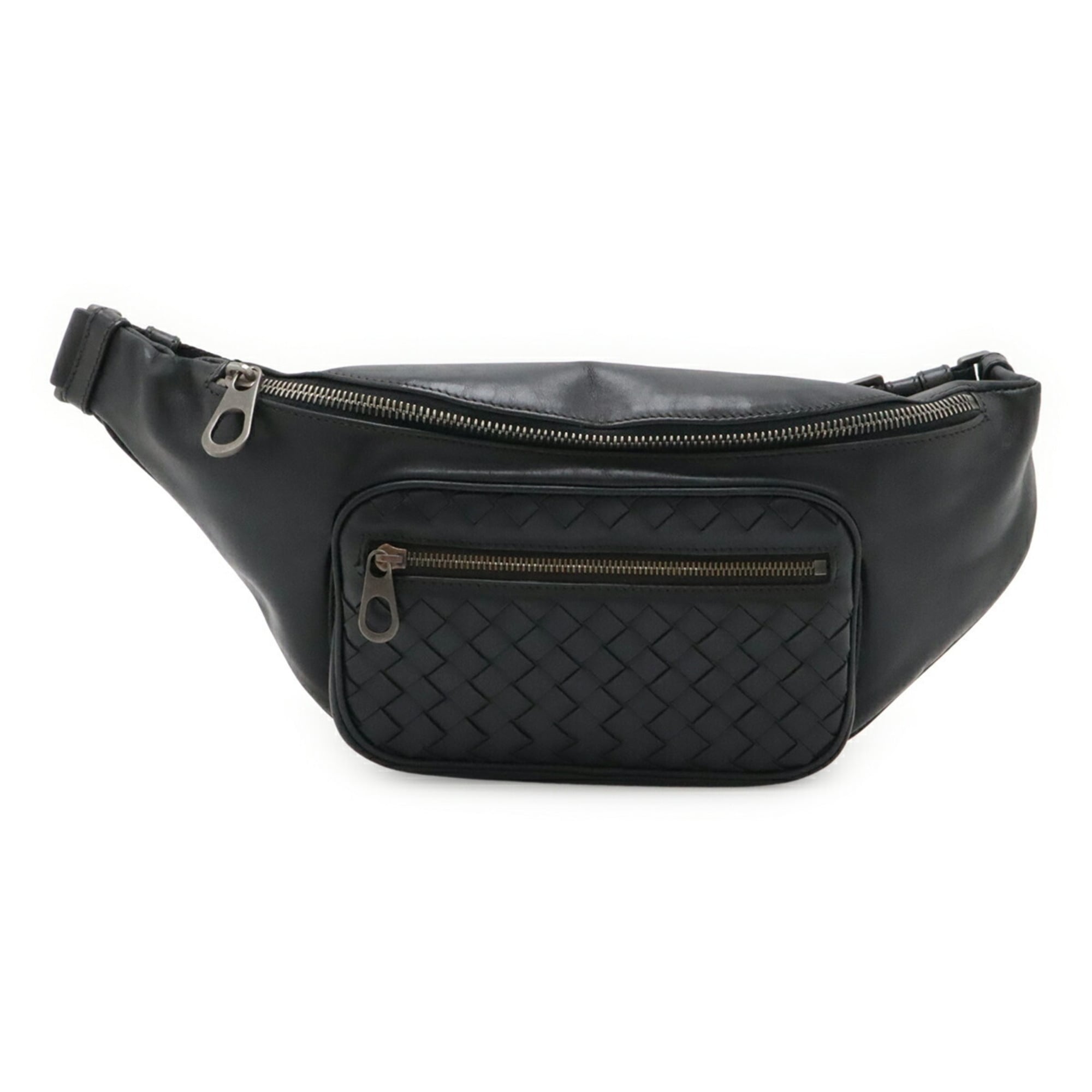 Bottega Veneta Intrecciato Black Leather Pouch Sling Bag (Pre-Owned)