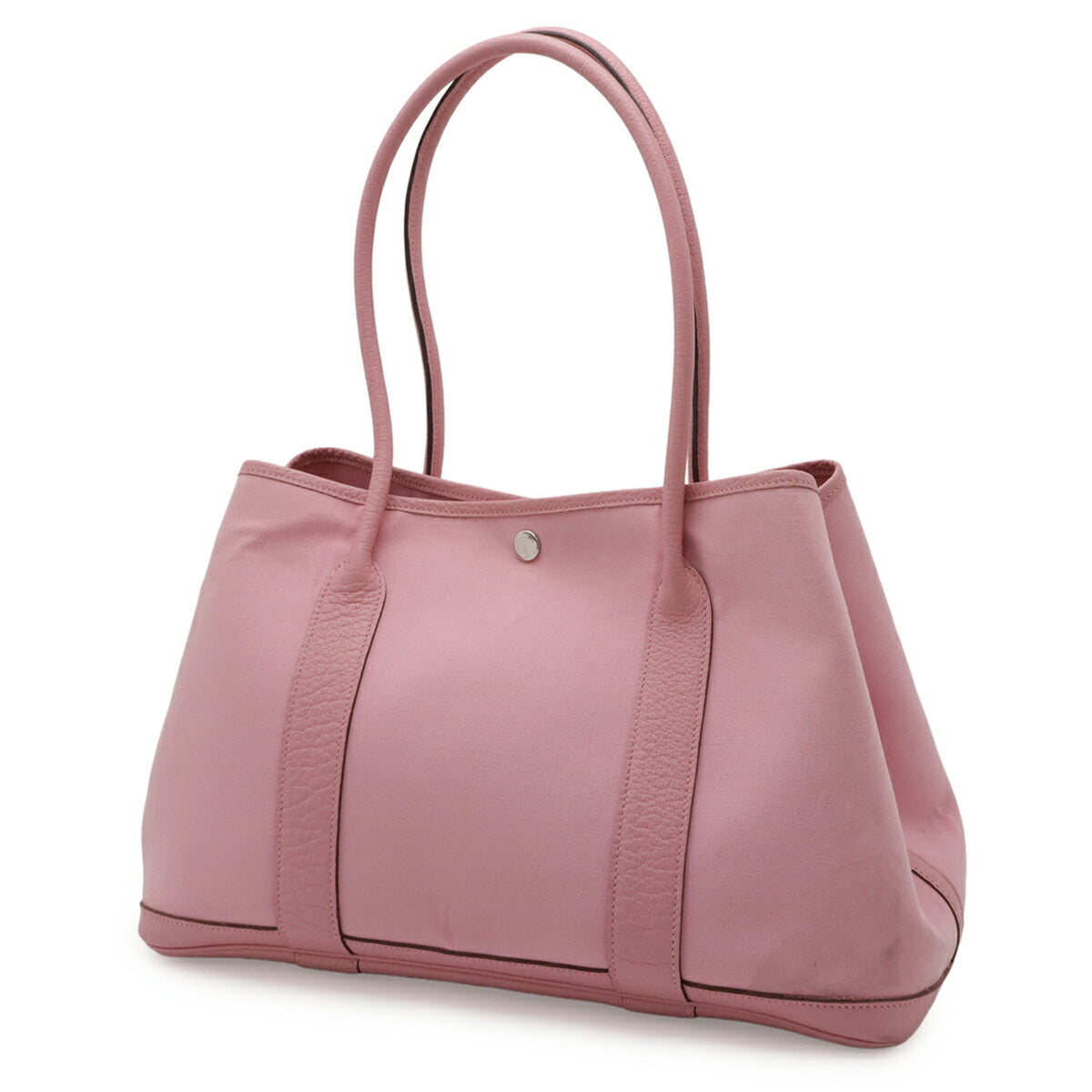 Hermes Garden Pink Toile Officier Leather Shoulder Bag Tote Bag (Pre-Owned)