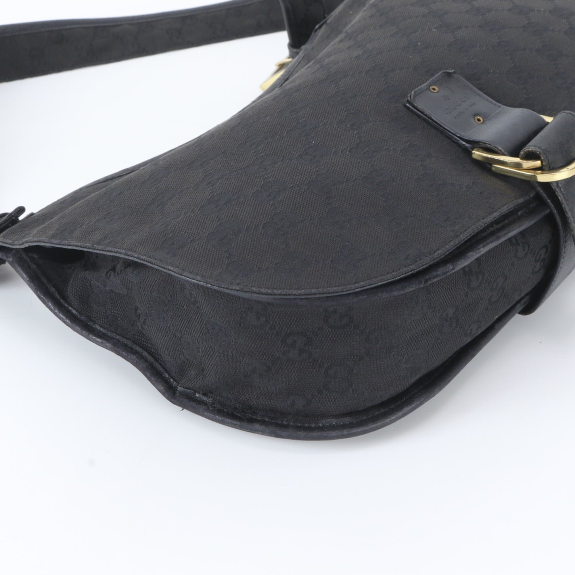 Gucci Gg Canvas Black Gg Canvas Leather Handbag Shoulder Bag (Pre-Owned)