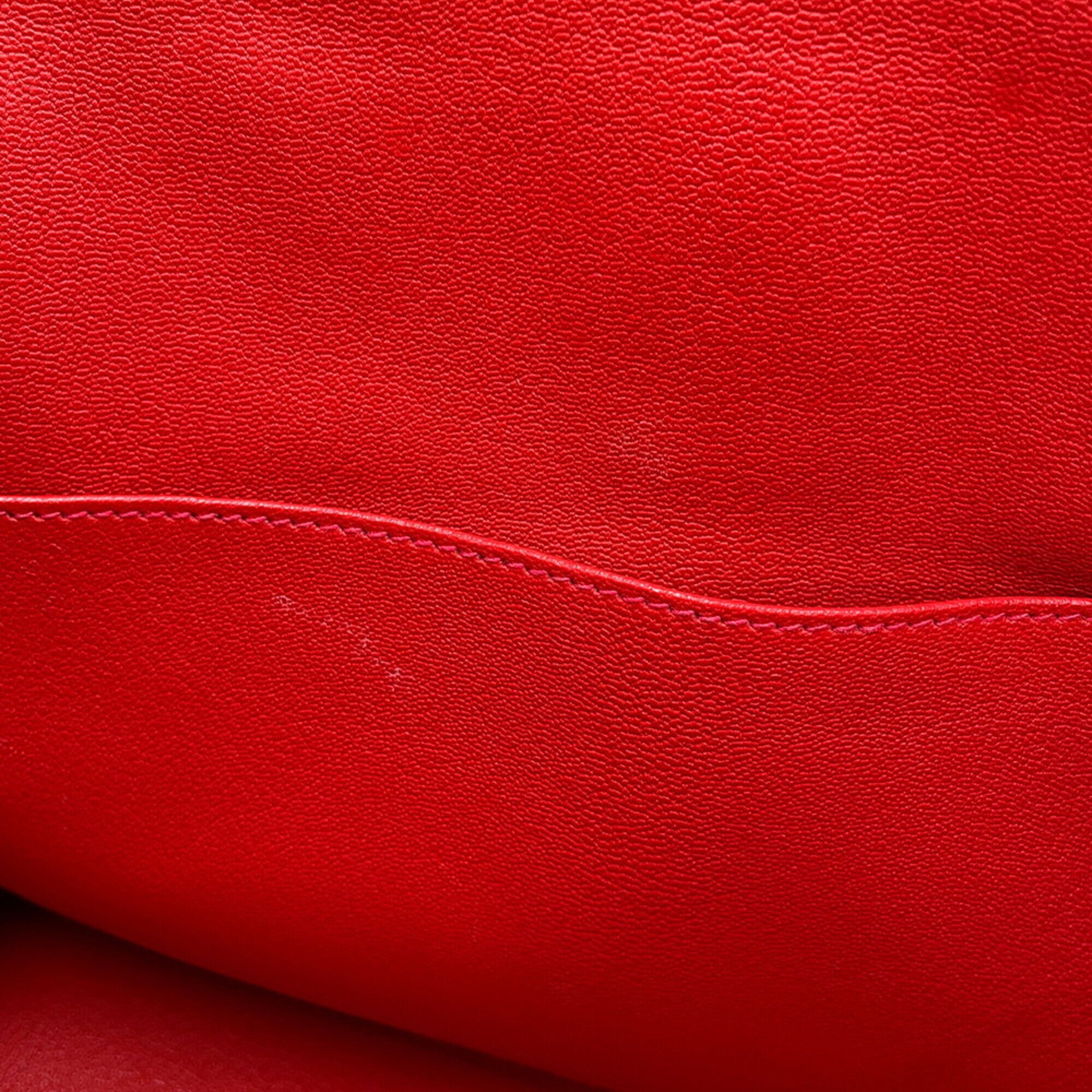 Hermes Rouge Casaque Taurillon Clemence Leather Handbag (Pre-Owned)