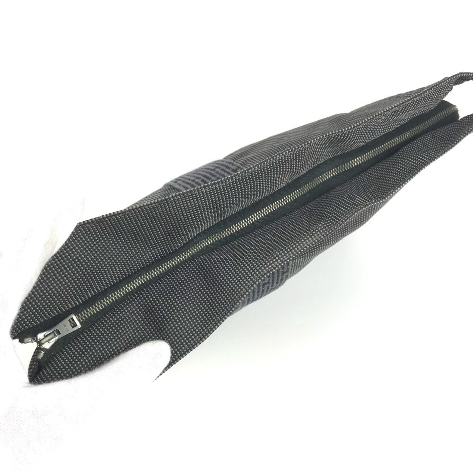 Hermes Her Line Gray Cotton Clutch Bag (Pre-Owned)
