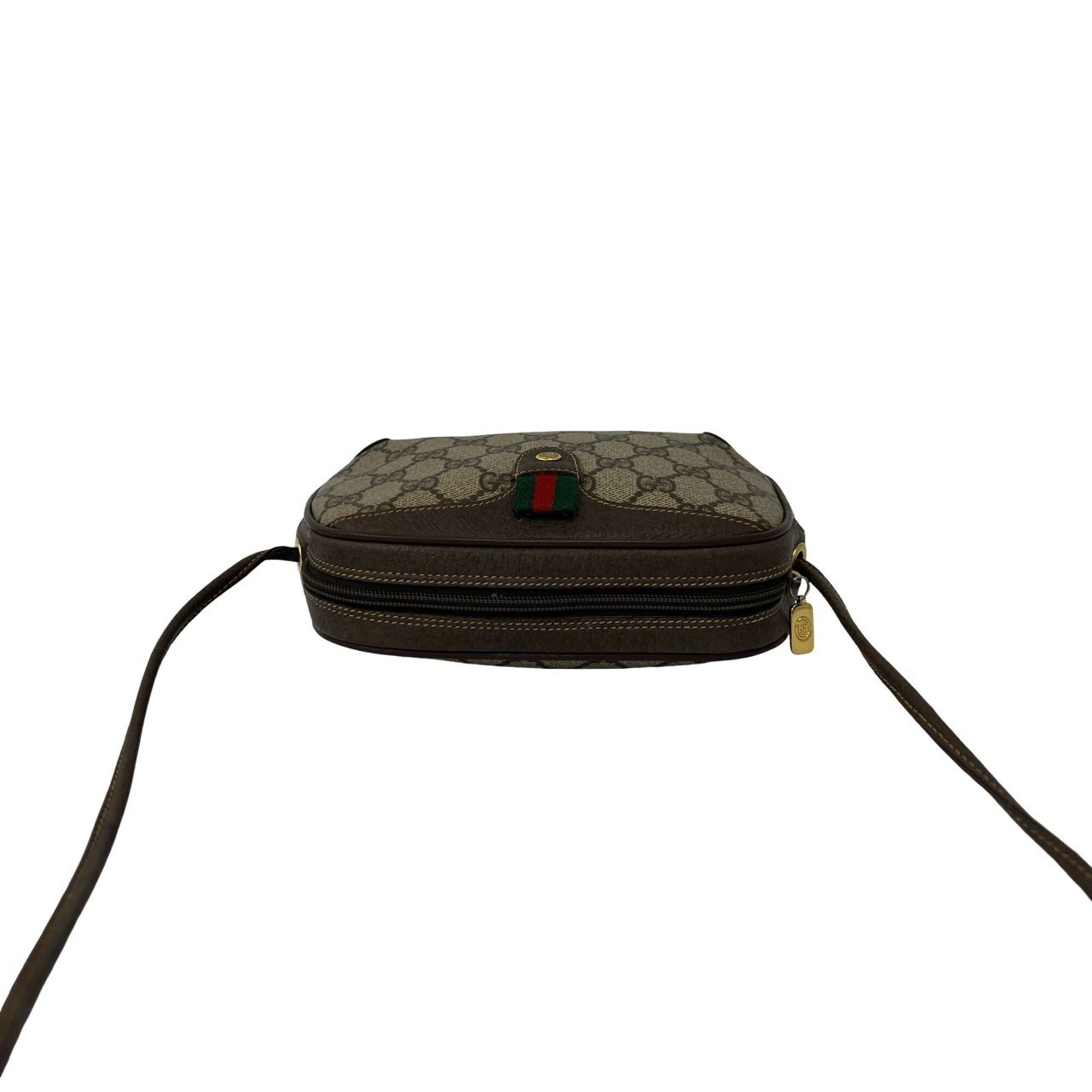Gucci Brown Green Red Color Leather Pvc Shoulder Bag (Pre-Owned)