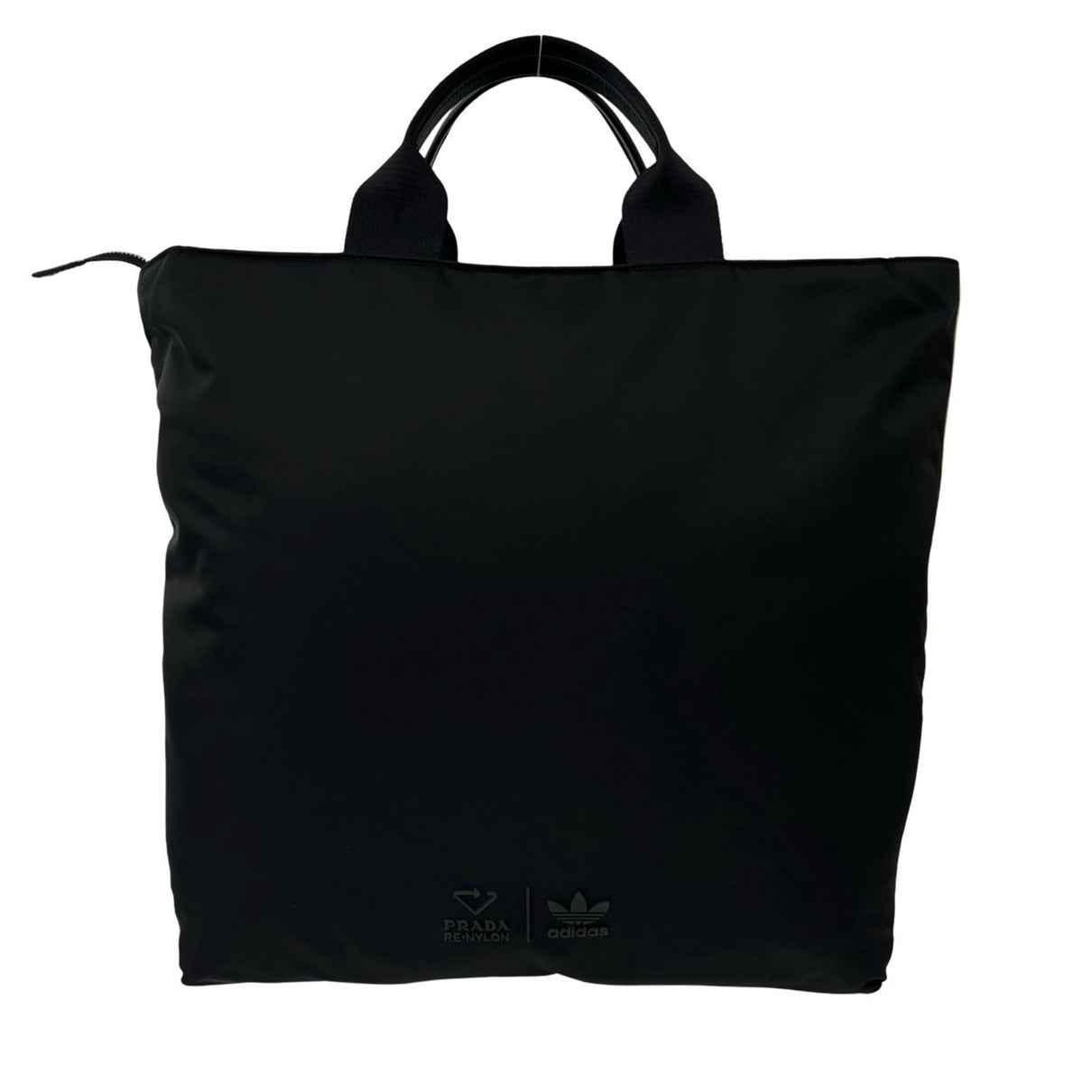 Prada Black White Nylon Leather Handbag Shoulder Bag Tote Bag (Pre-Owned)