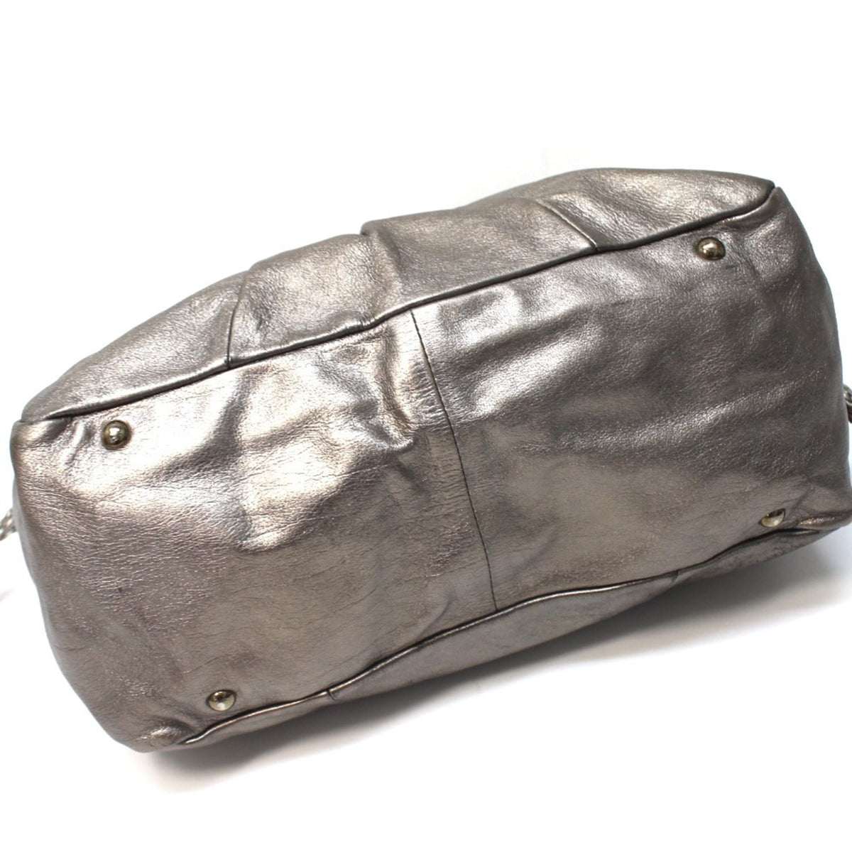 Salvatore Ferragamo Gancini Bronze Gray Leather Handbag Shoulder Bag Tote Bag (Pre-Owned)