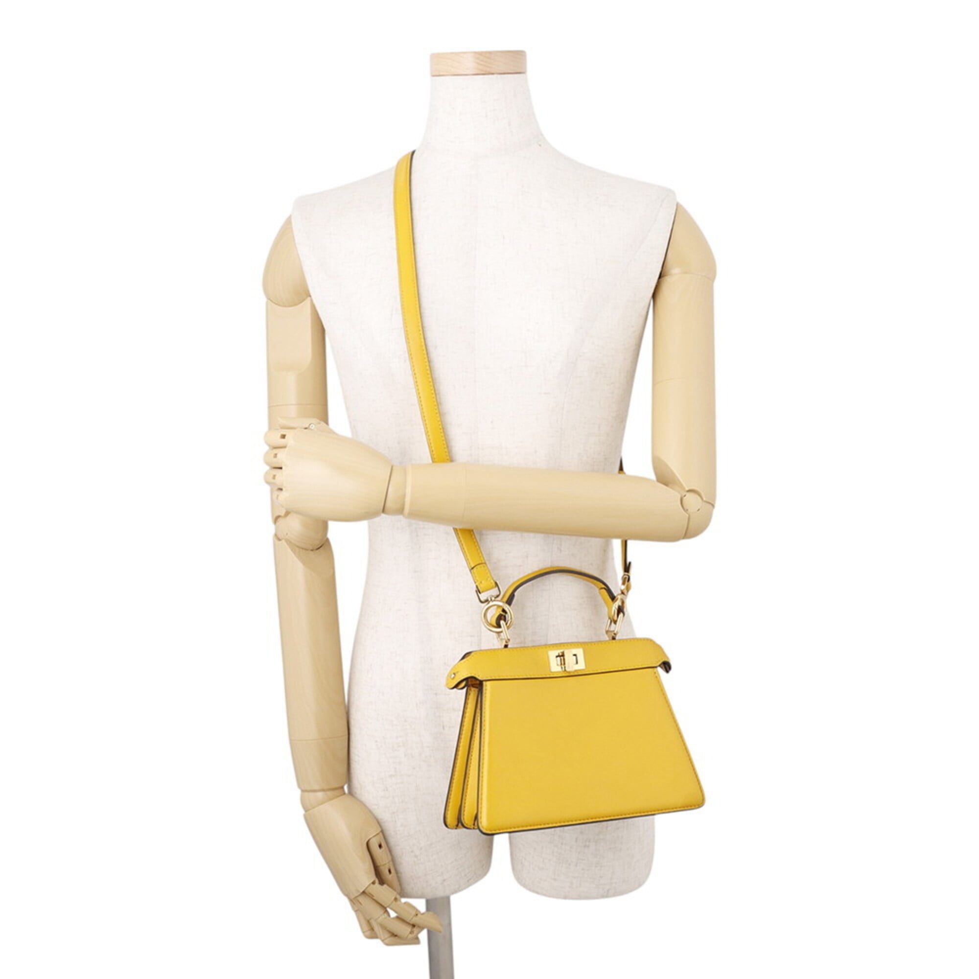 Fendi Peekaboo Yellow Leather Handbag (Pre-Owned)