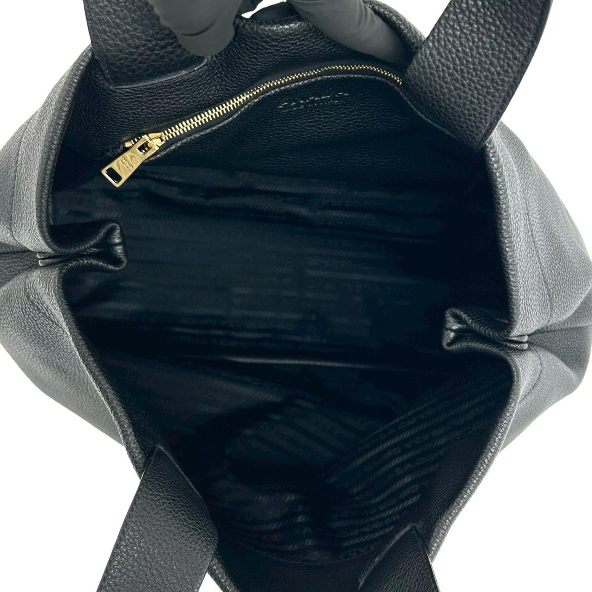 Prada Black Leather Handbag Tote Bag (Pre-Owned)