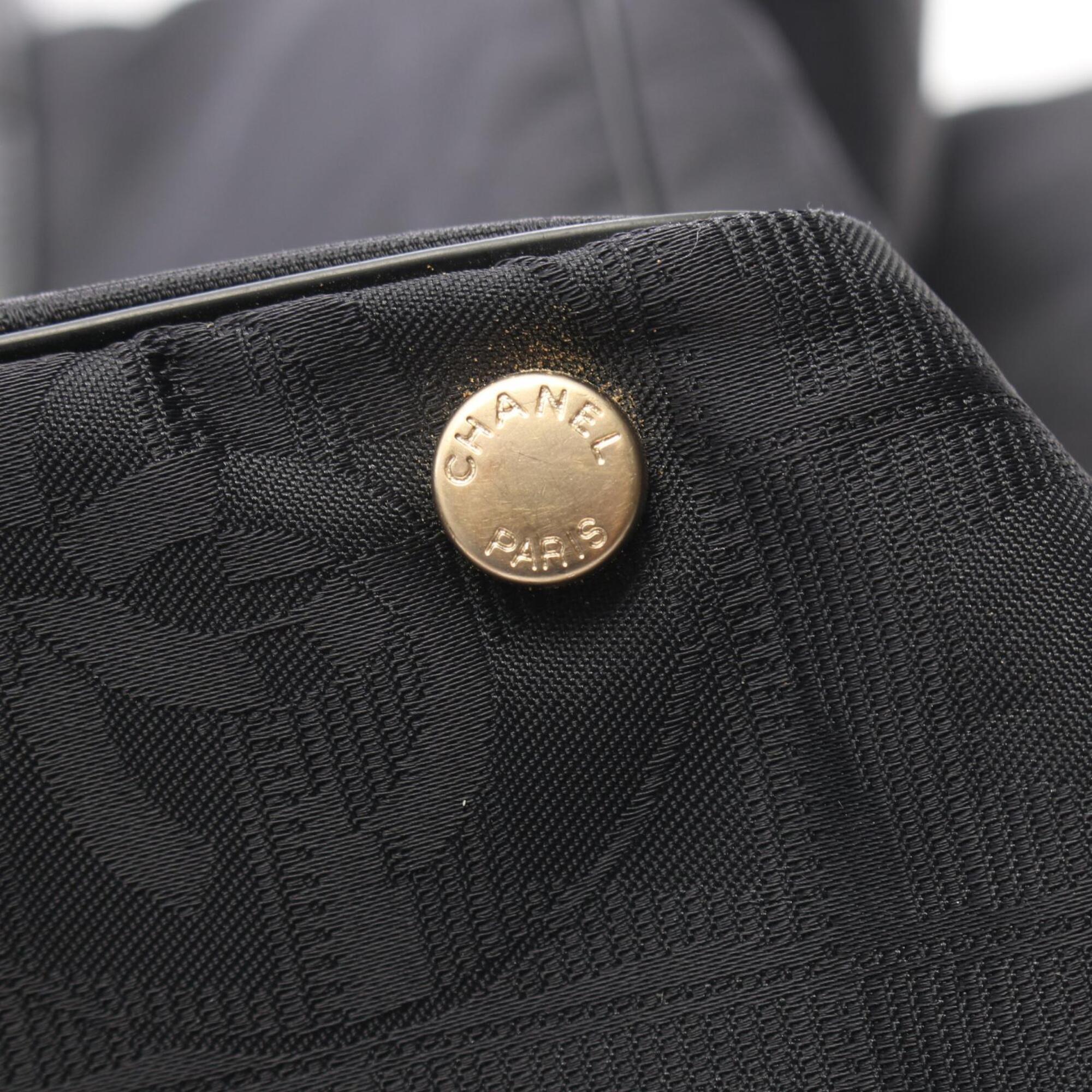 Chanel Black Leather Nylon Canvas Handbag Tote Bag (Pre-Owned)