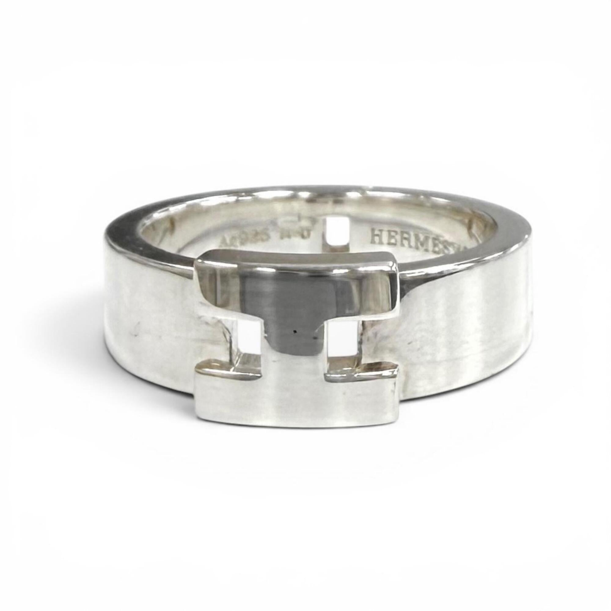 Hermes Silver Silver 925 Band Ring (Pre-Owned)