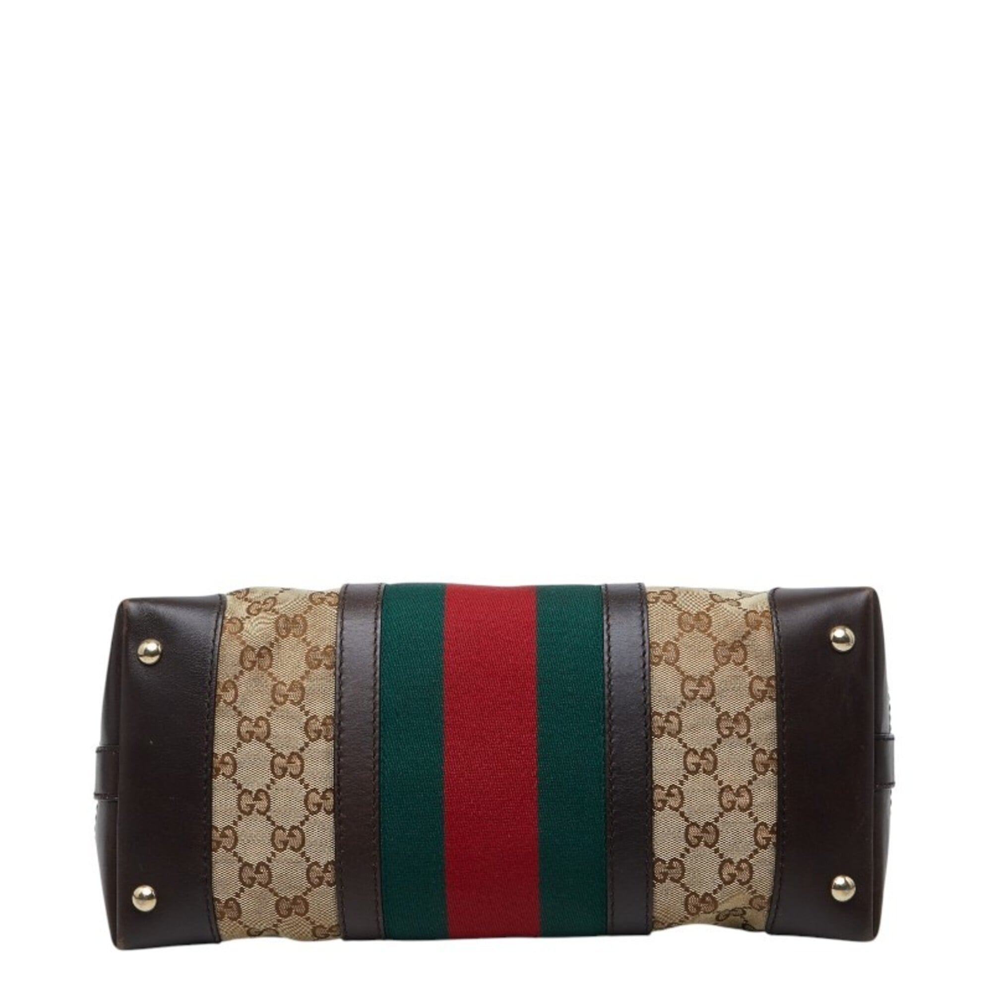 Gucci Beige Brown Canvas Leather Handbag Shoulder Bag (Pre-Owned)