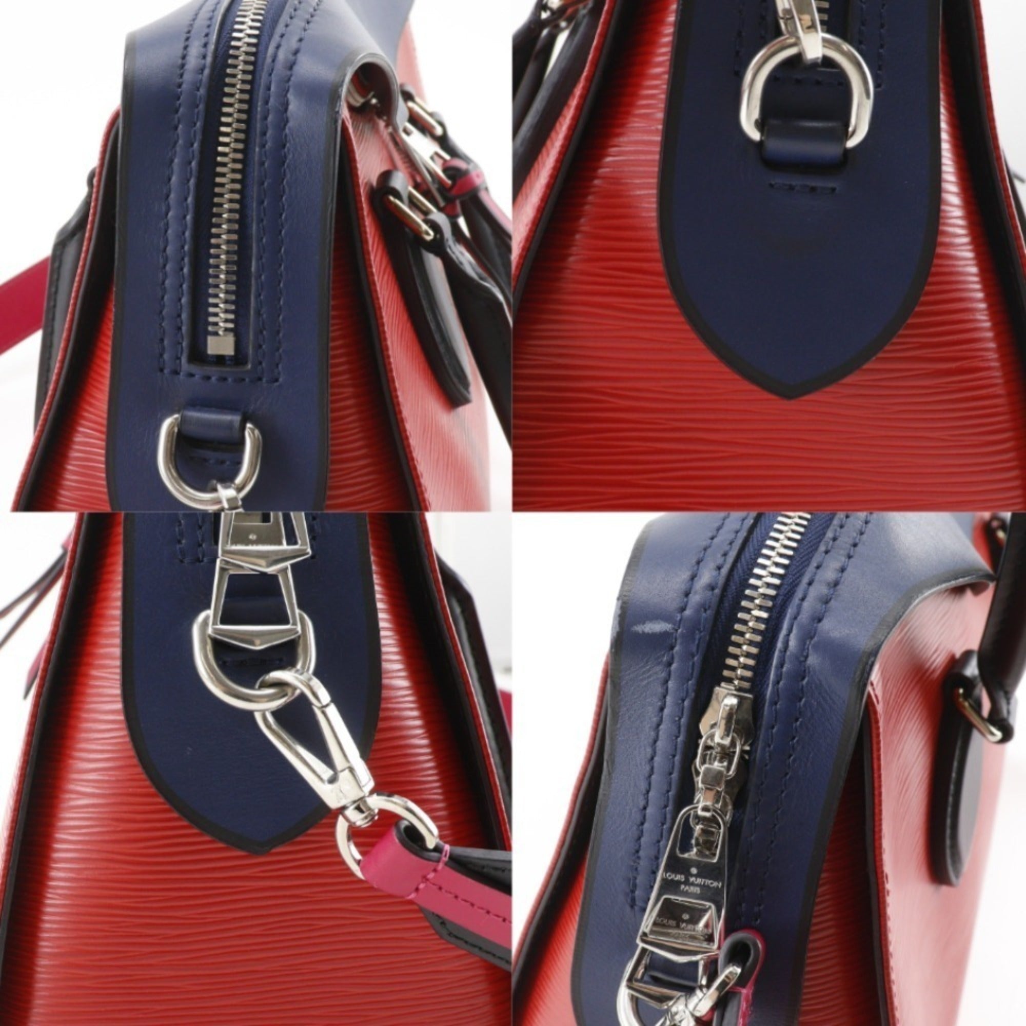 Louis Vuitton Navy Red Color Epi Leather Handbag Tote Bag (Pre-Owned)