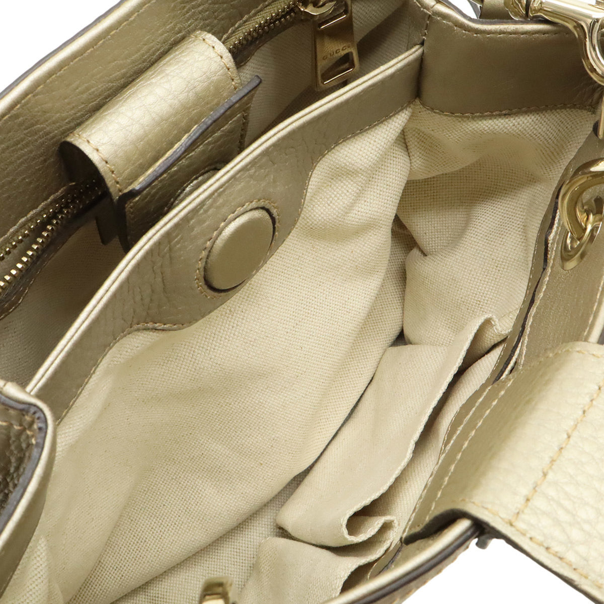 Gucci Champagne Gold Bamboo Leather Handbag Shoulder Bag (Pre-Owned)