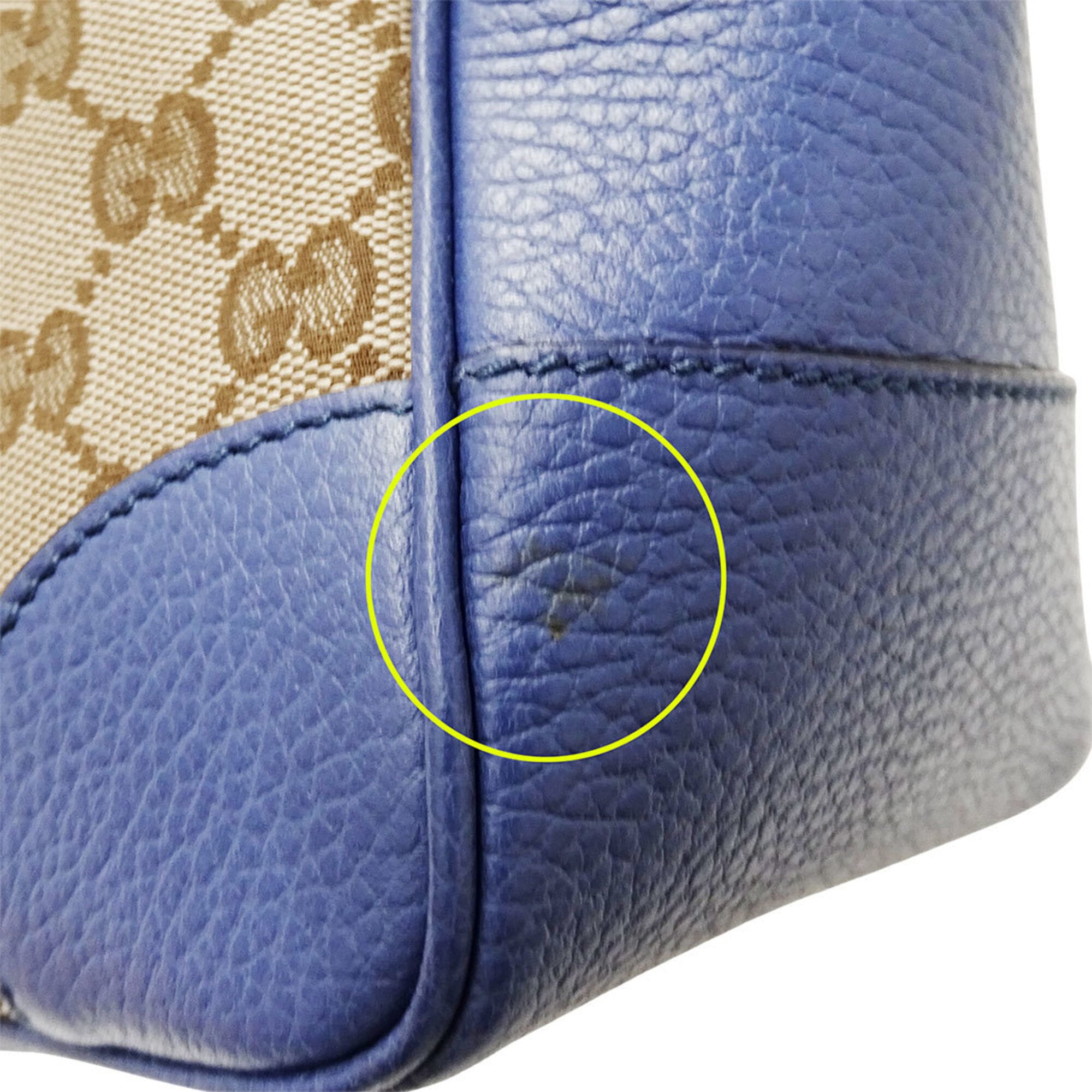 Gucci Beige Blue Gg Canvas Handbag Shoulder Bag (Pre-Owned)