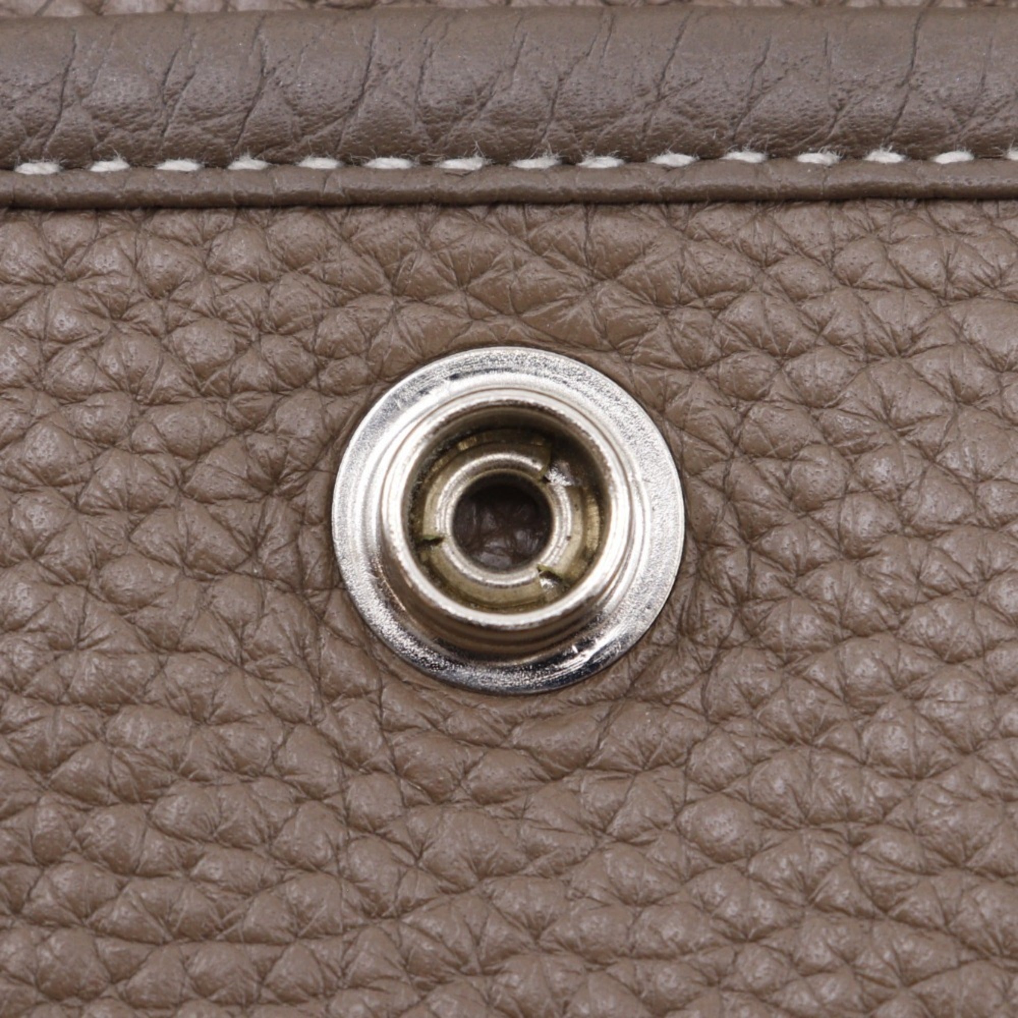 Hermes Etoupe Gray Gray Taurillon Clemence Leather Shoulder Bag (Pre-Owned)