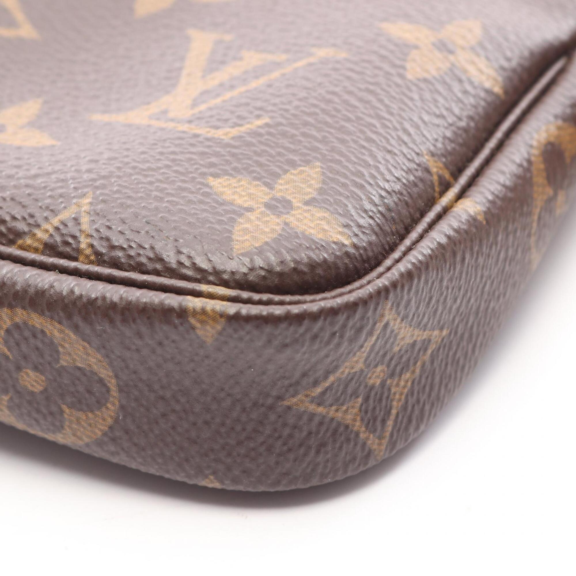 Louis Vuitton Brown Coated Canvas Leather Handbag Pochette (Pre-Owned)