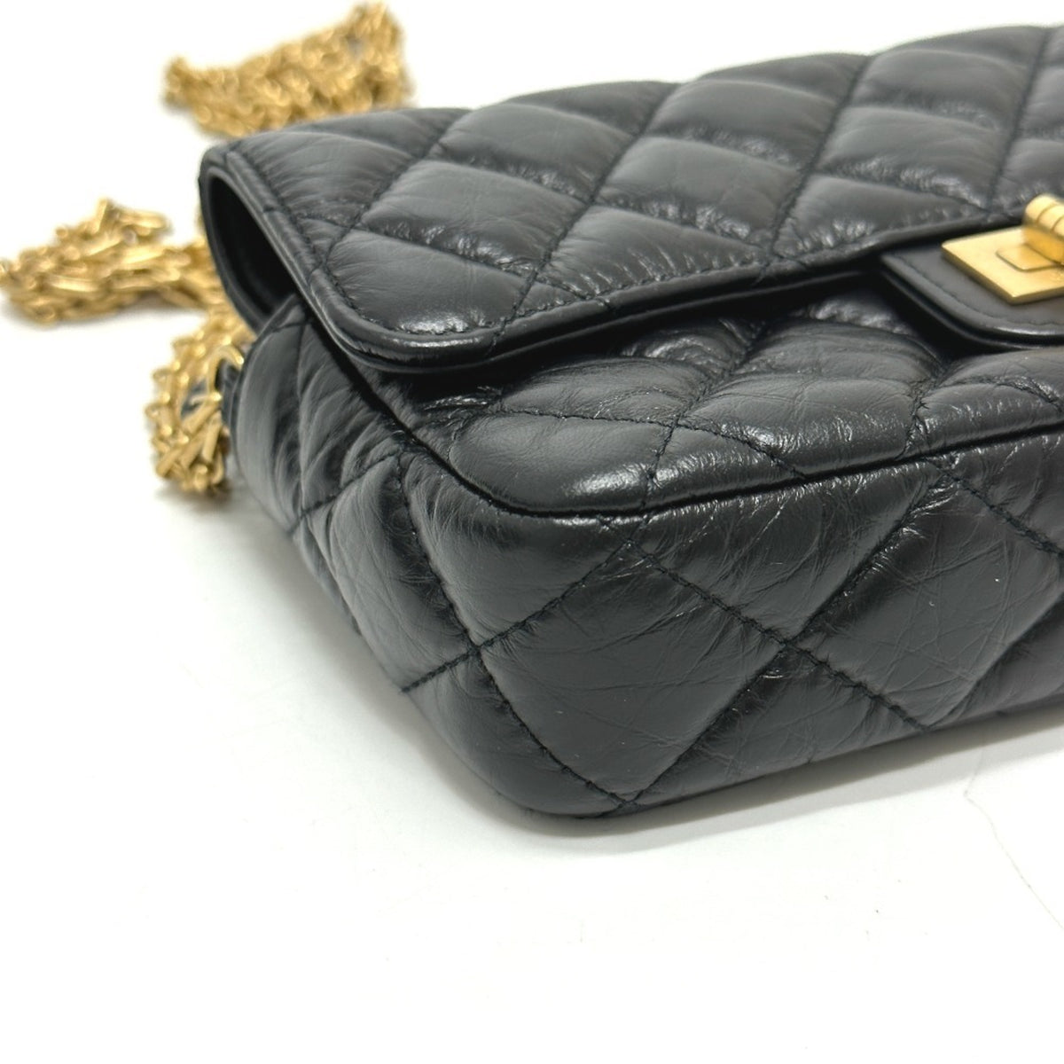 Chanel 2.55 Black Leather Shoulder Bag (Pre-Owned)