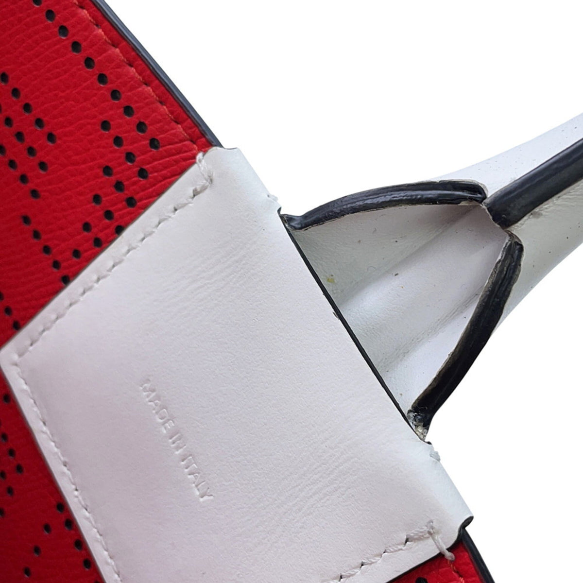 Christian Louboutin Champagne Gold Red Color White Leather Handbag Tote Bag (Pre-Owned)