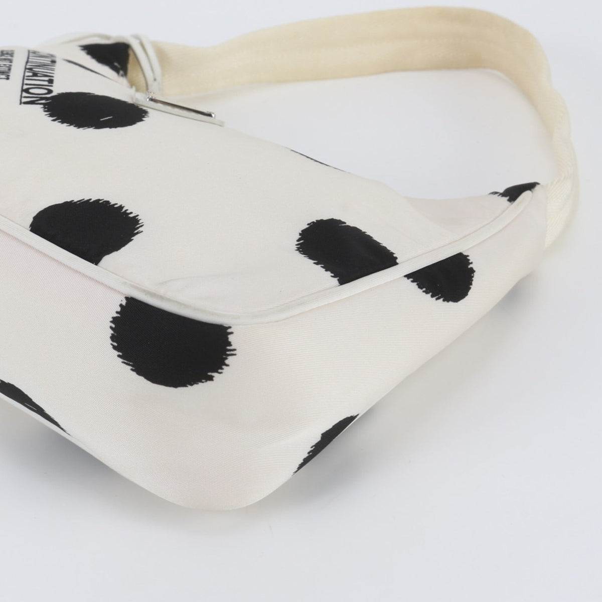 Prada Black White Leather Nylon Handbag Shoulder Bag (Pre-Owned)