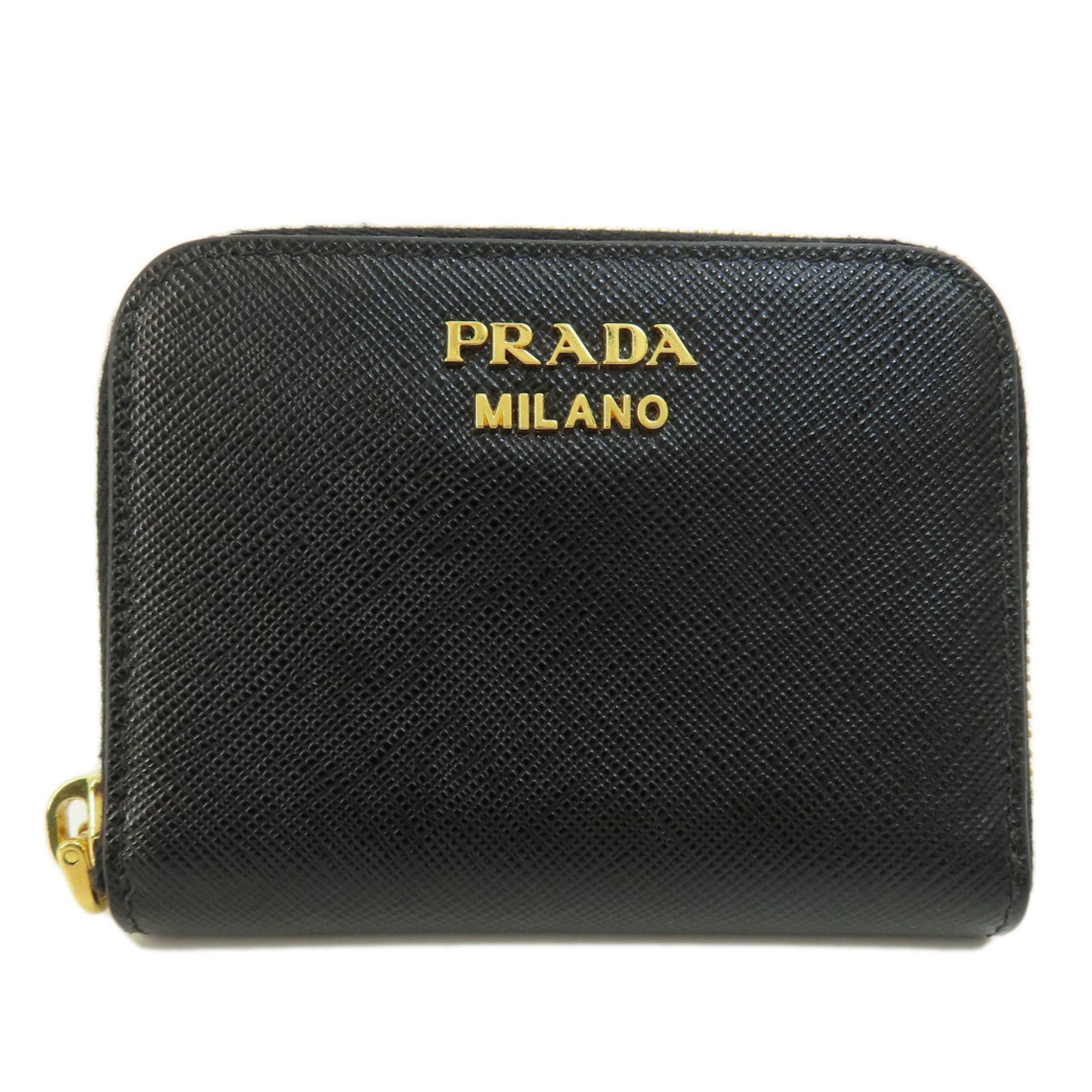 Prada Saffiano Black Leather Coin Purse/Coin Case (Pre-Owned)