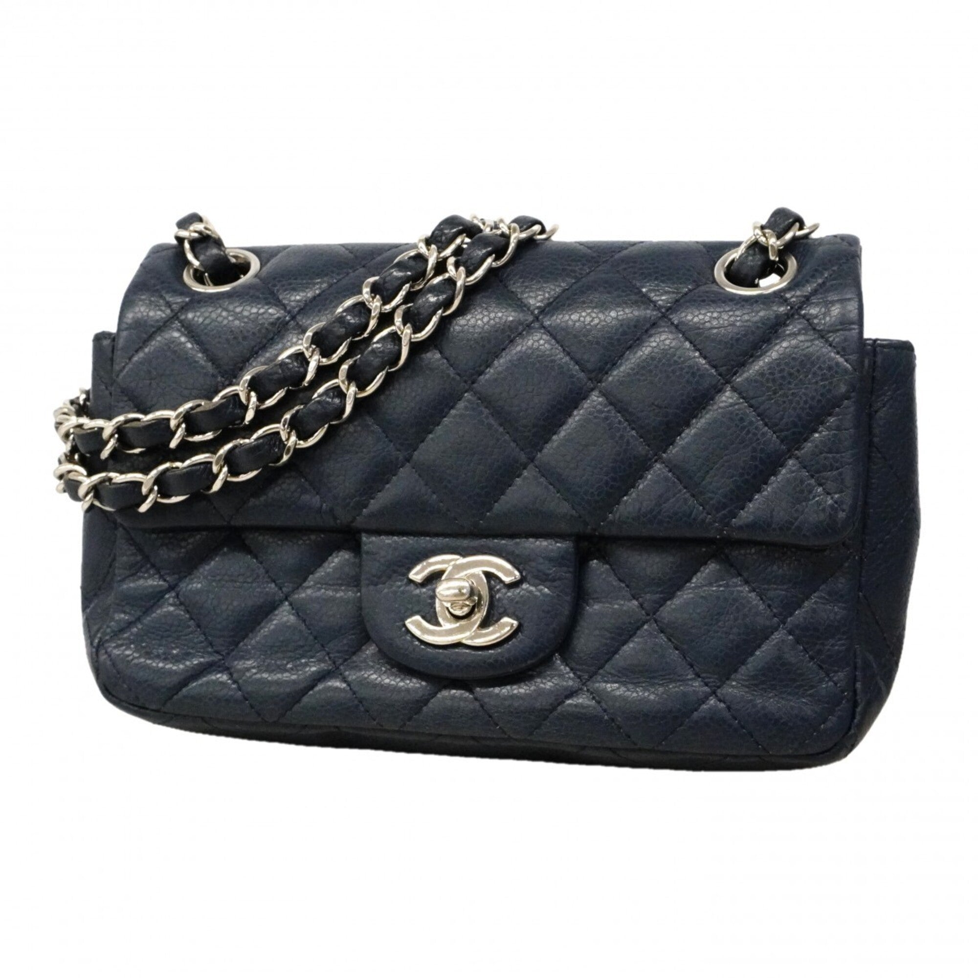 Chanel Navy Grained Calfskin Shoulder Bag (Pre-Owned)