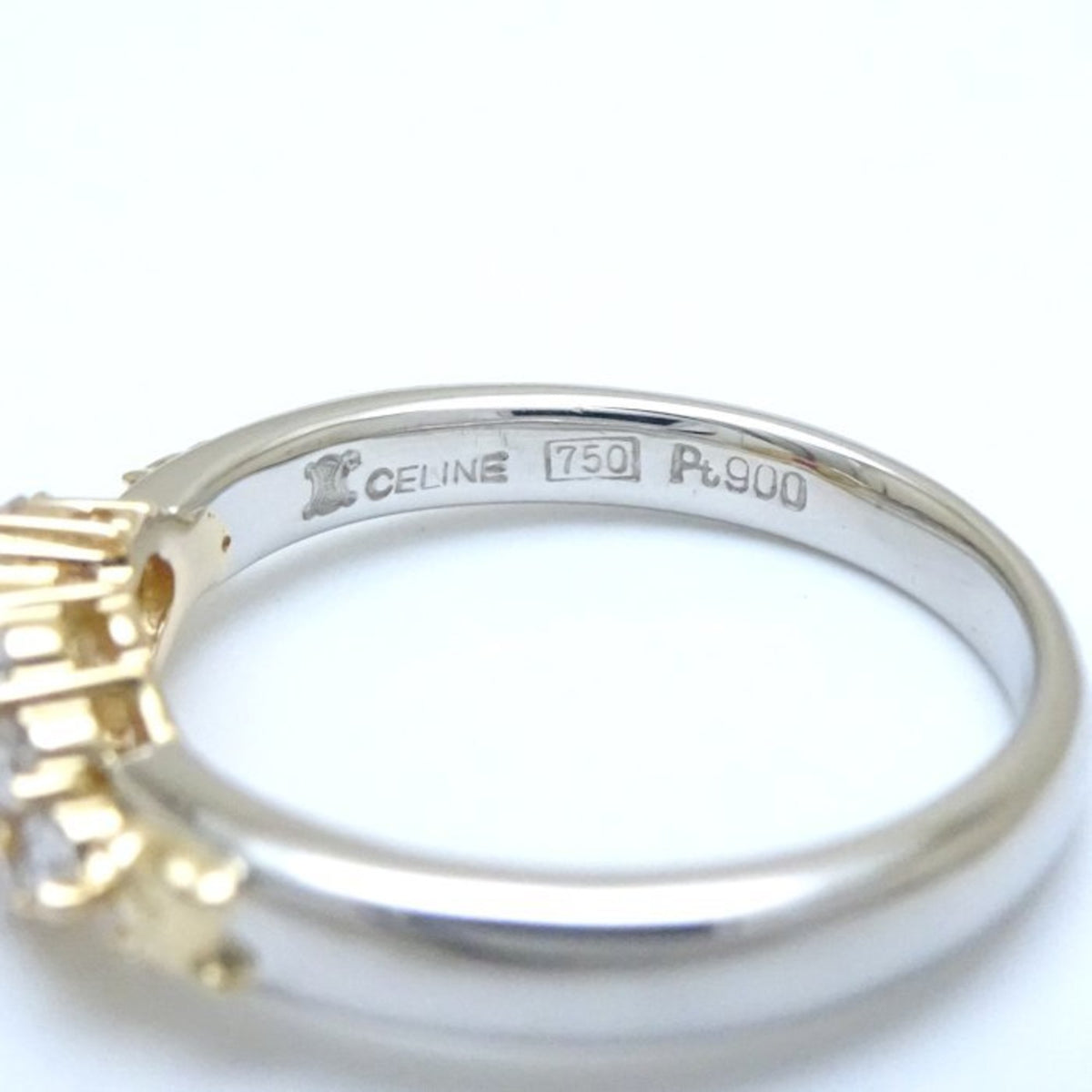 Celine Yellow Platinum 900 Band Ring (Pre-Owned)