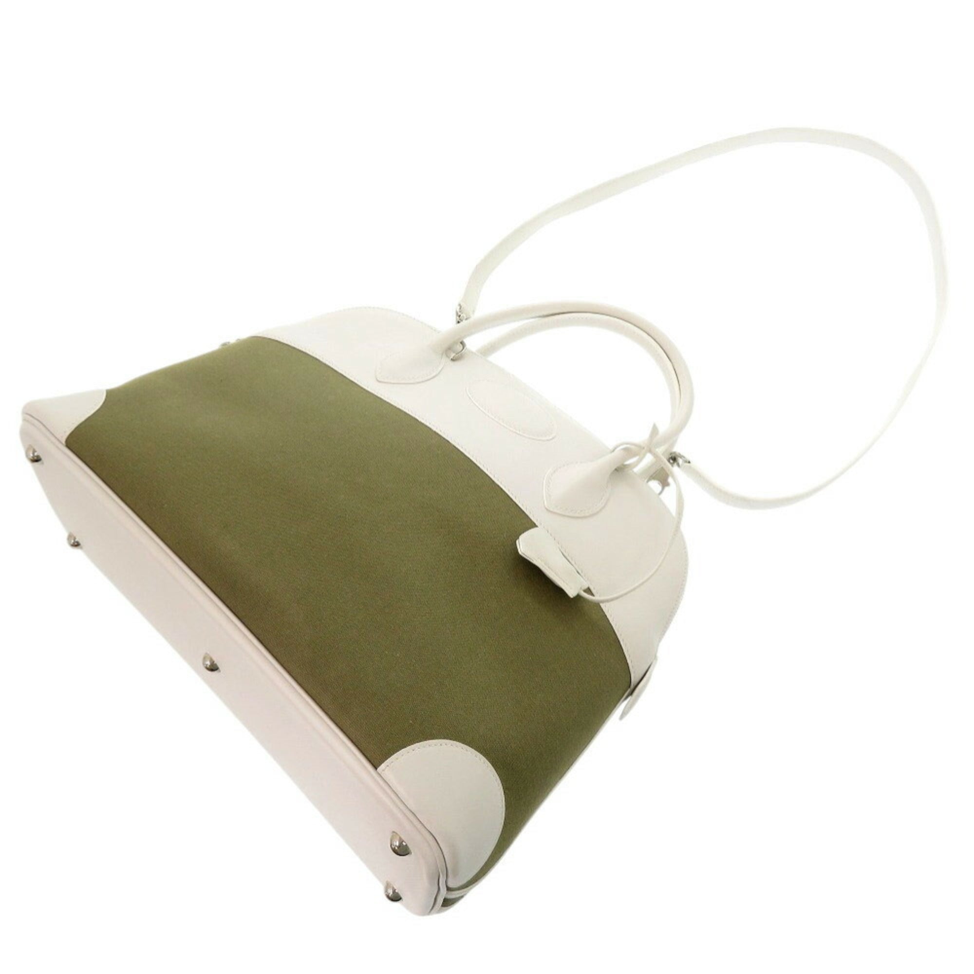 Hermes Khaki White Swift Leather Handbag (Pre-Owned)