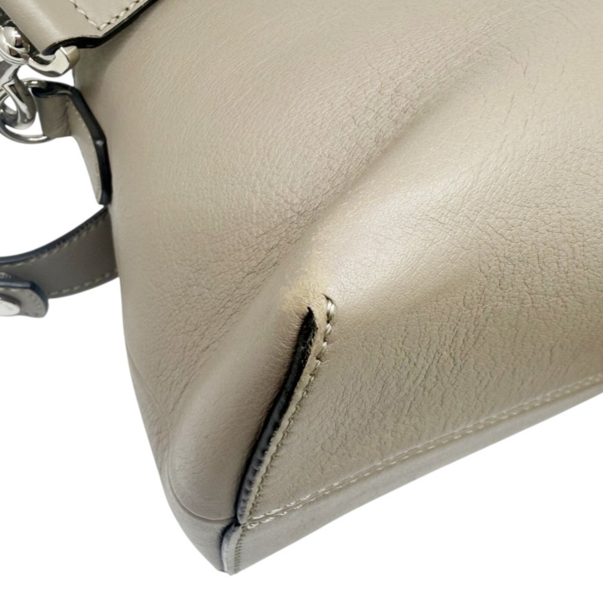 Fendi Grayish Leather Shoulder Bag (Pre-Owned)