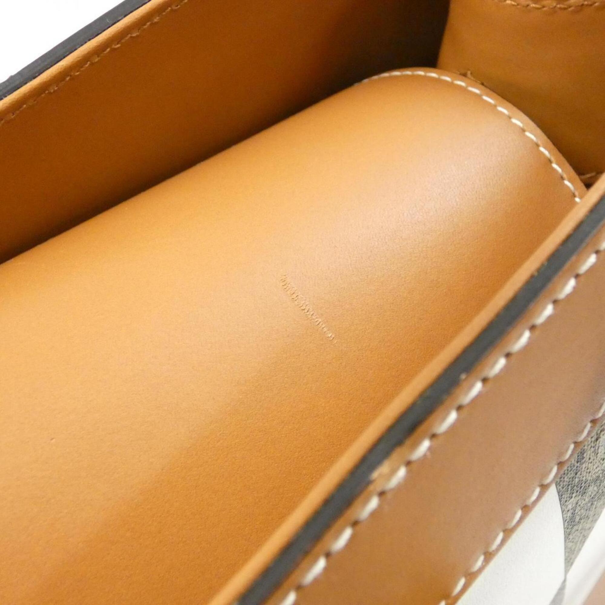 Gucci Beige Brown Gg Supreme Canvas Leather Handbag (Pre-Owned)