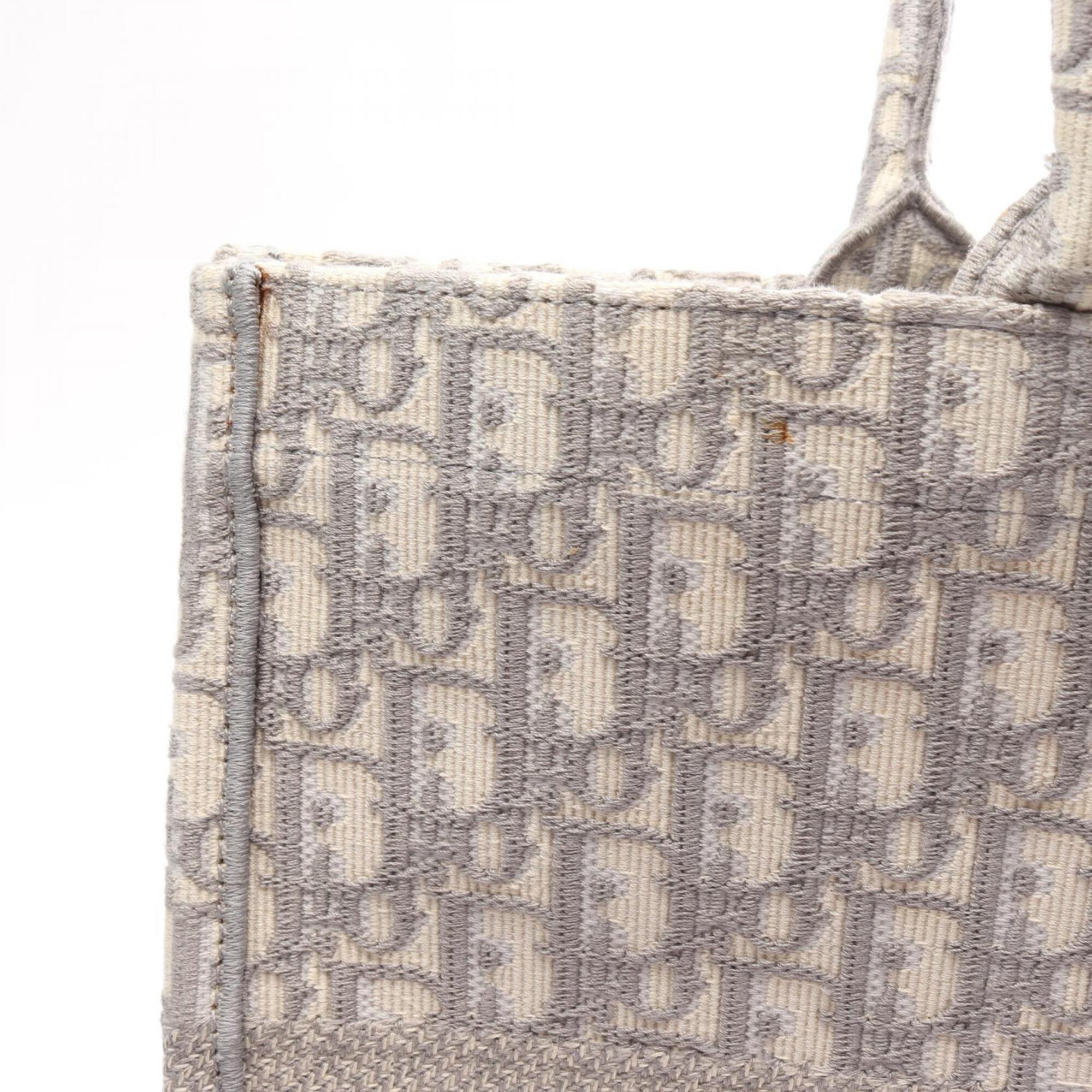 Christian Dior Gray White Canvas Handbag Tote Bag (Pre-Owned)