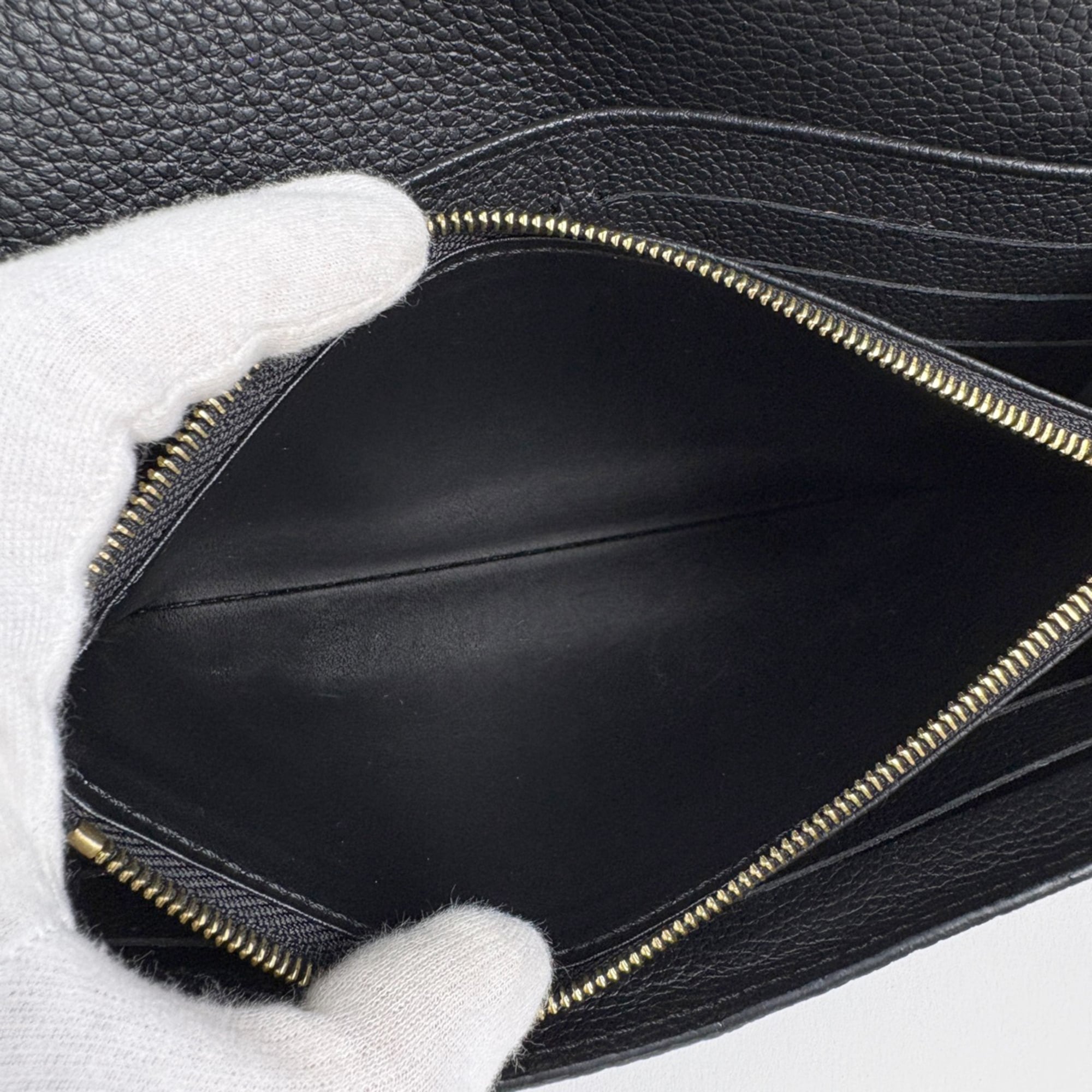 Louis Vuitton Beige Black Noir Monogram Empreinte Long Wallet (Bi-Fold) (Pre-Owned)