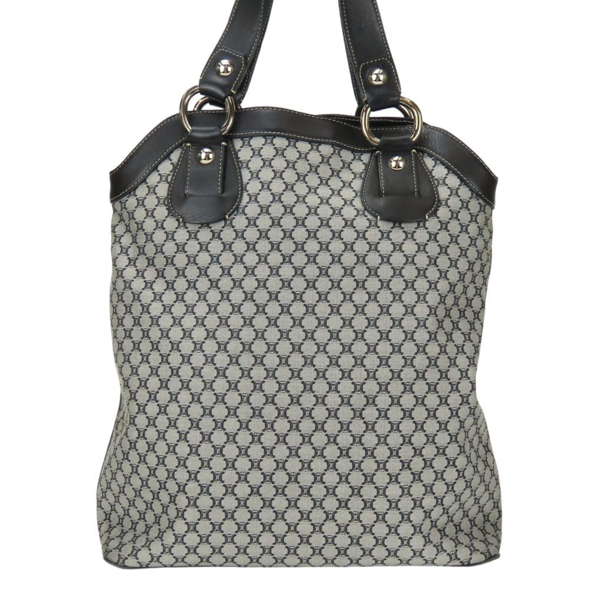 Celine Macadam Black Gray Canvas Leather Tote Bag (Pre-Owned)
