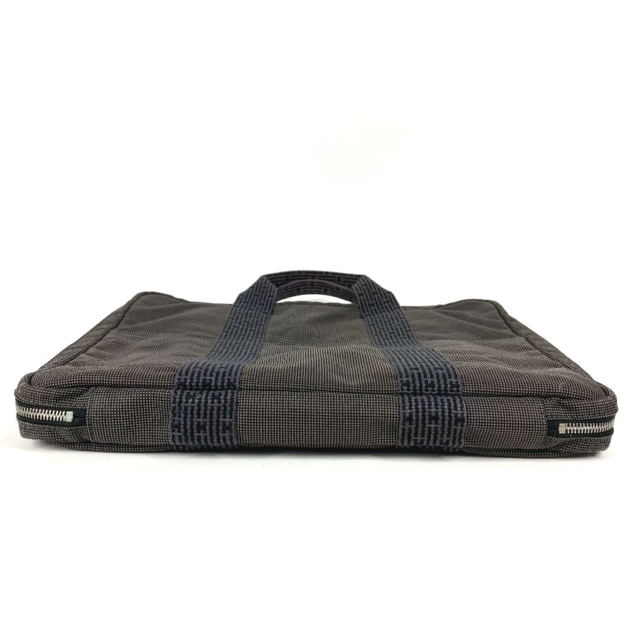 Hermes Gray Canvas Briefcase Handbag (Pre-Owned)