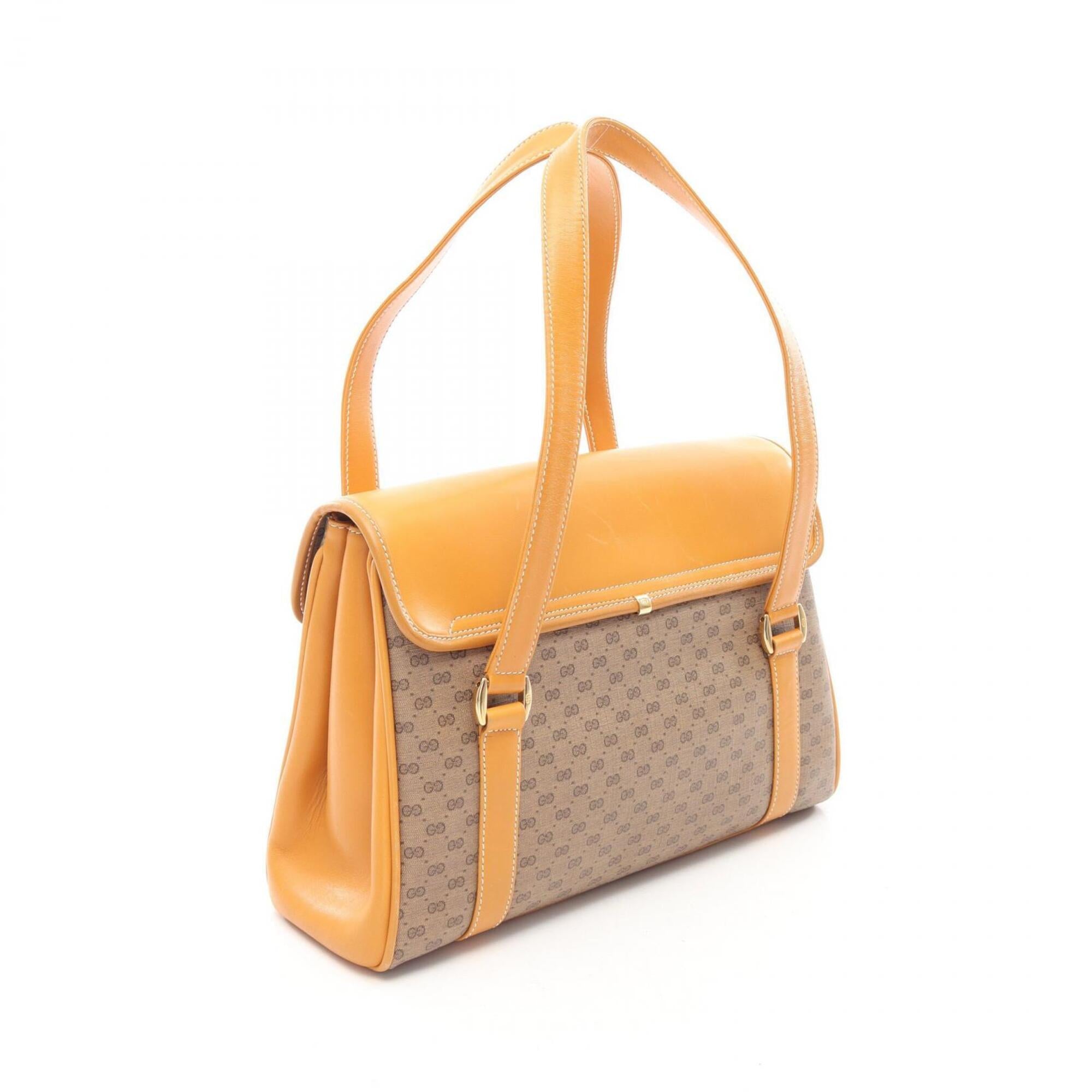 Gucci Brown Coated Canvas Leather Handbag Tote Bag (Pre-Owned)