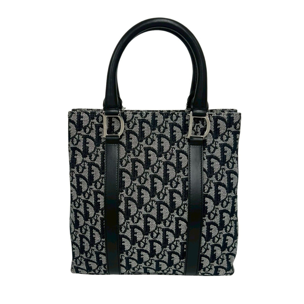 Christian Dior Black Canvas Leather Handbag Tote Bag (Pre-Owned)