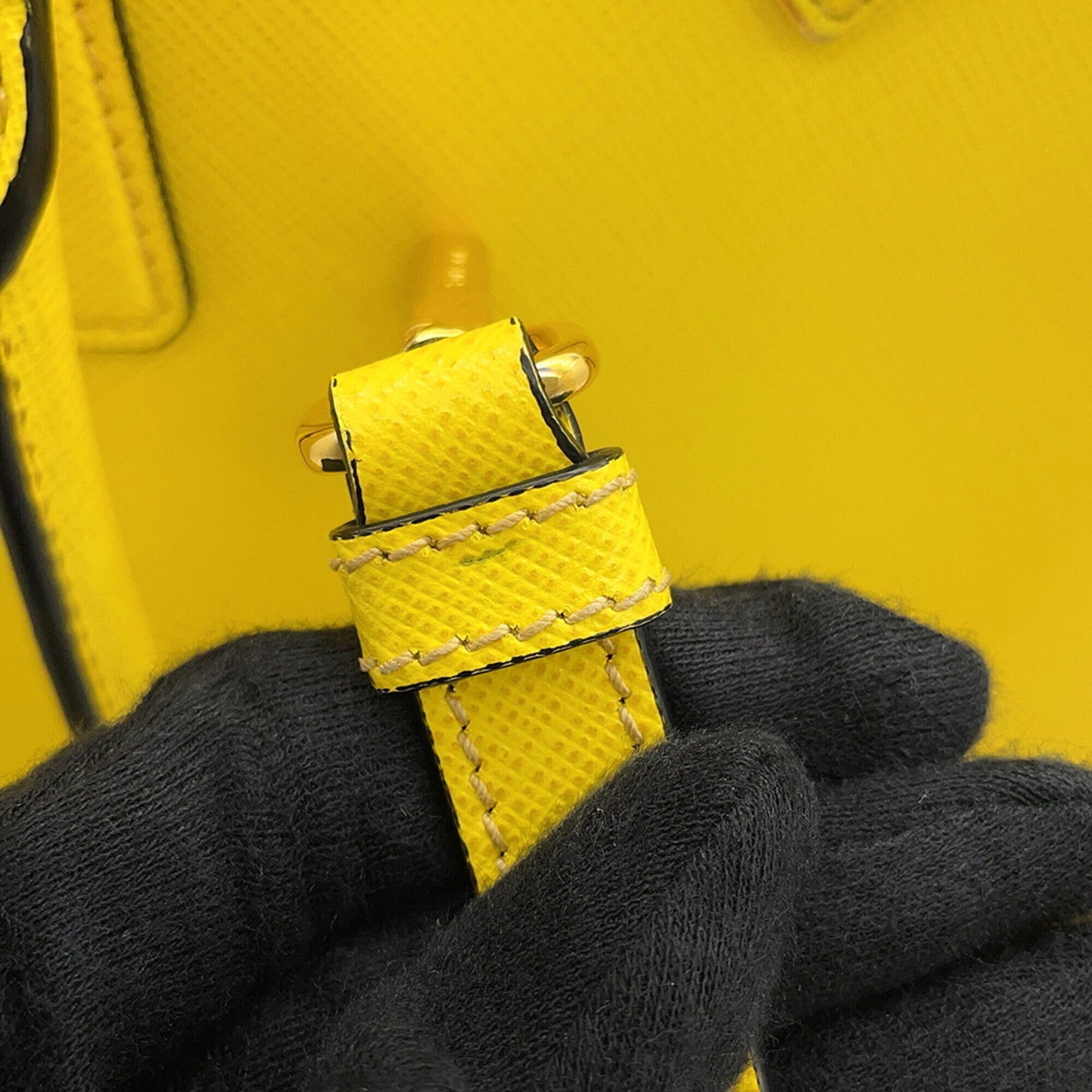 Prada Saffiano Yellow Leather Handbag (Pre-Owned)