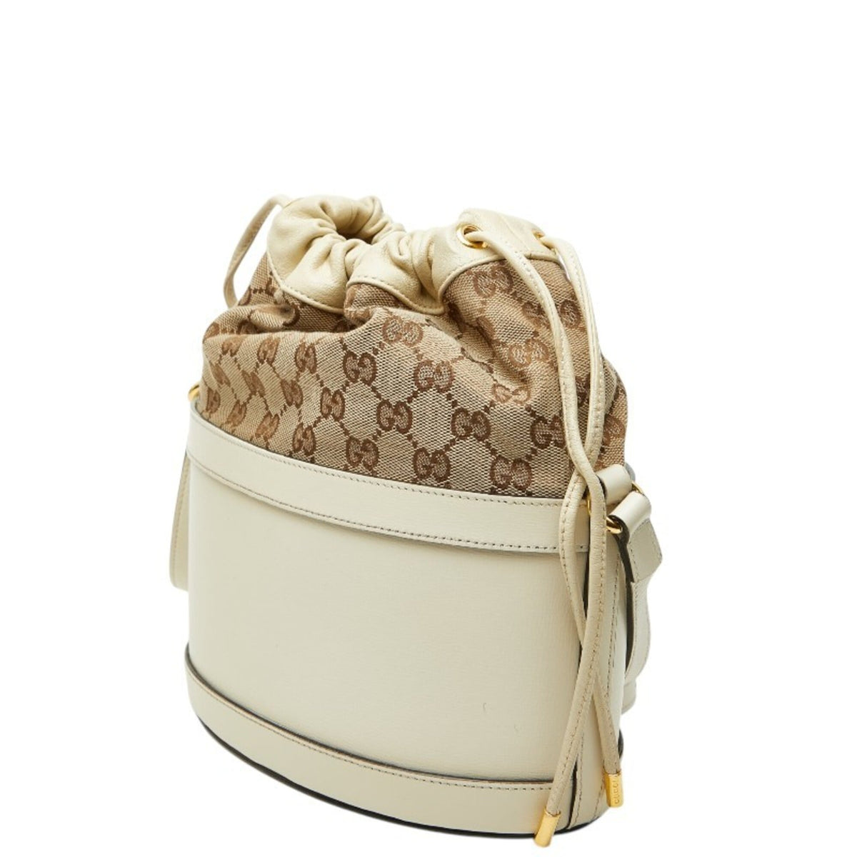 Gucci Beige Leather Canvas Shoulder Bag (Pre-Owned)