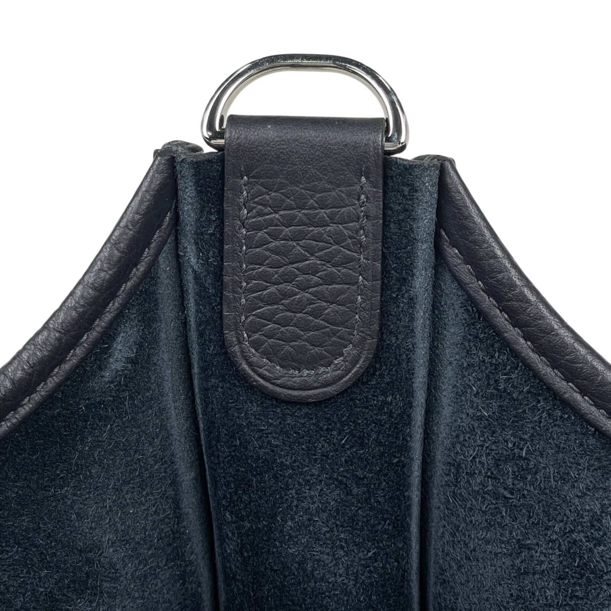 Hermes Black Dark Navy Taurillon Clemence Leather Shoulder Bag (Pre-Owned)