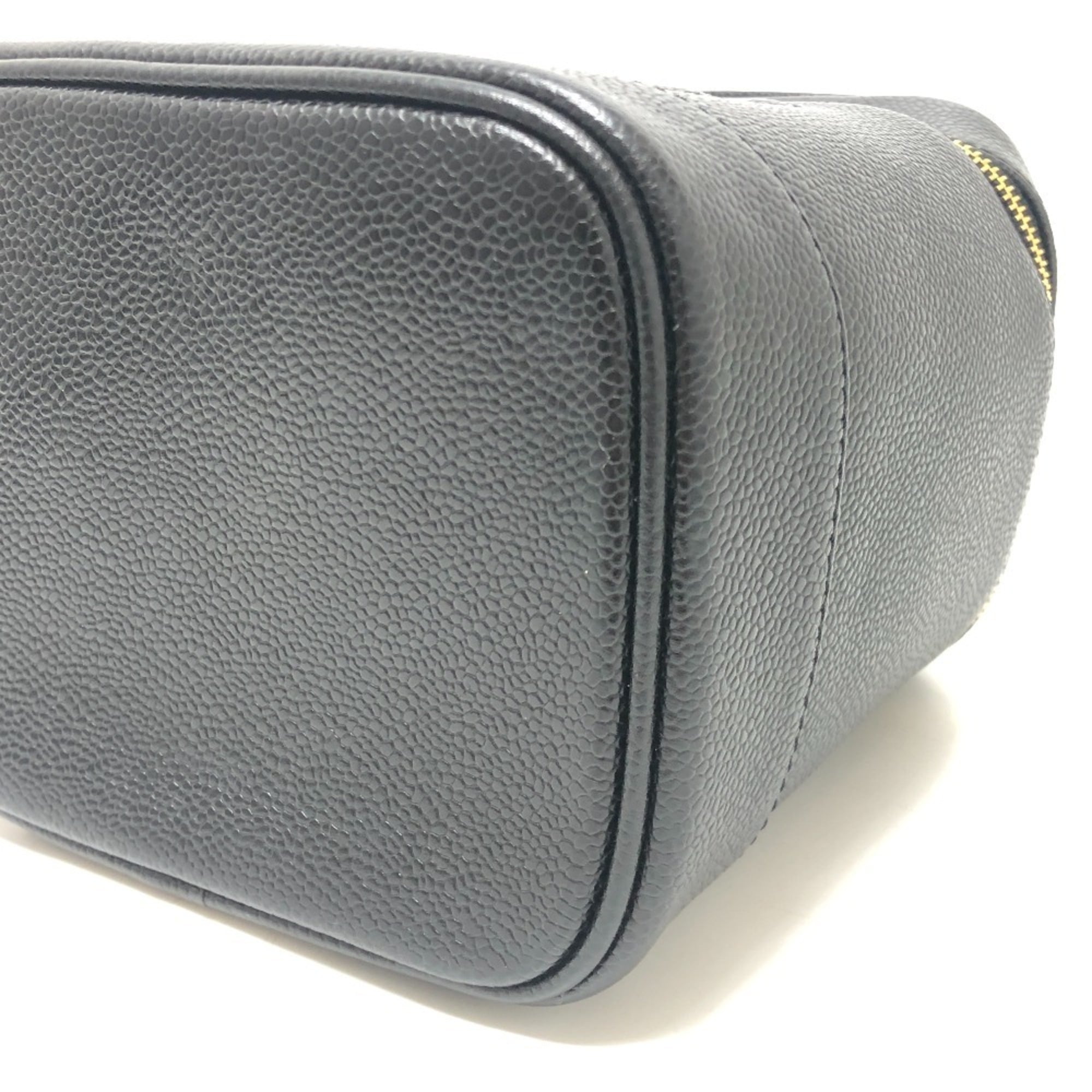 Chanel Black Grained Calfskin Handbag Vanity Bag (Pre-Owned)